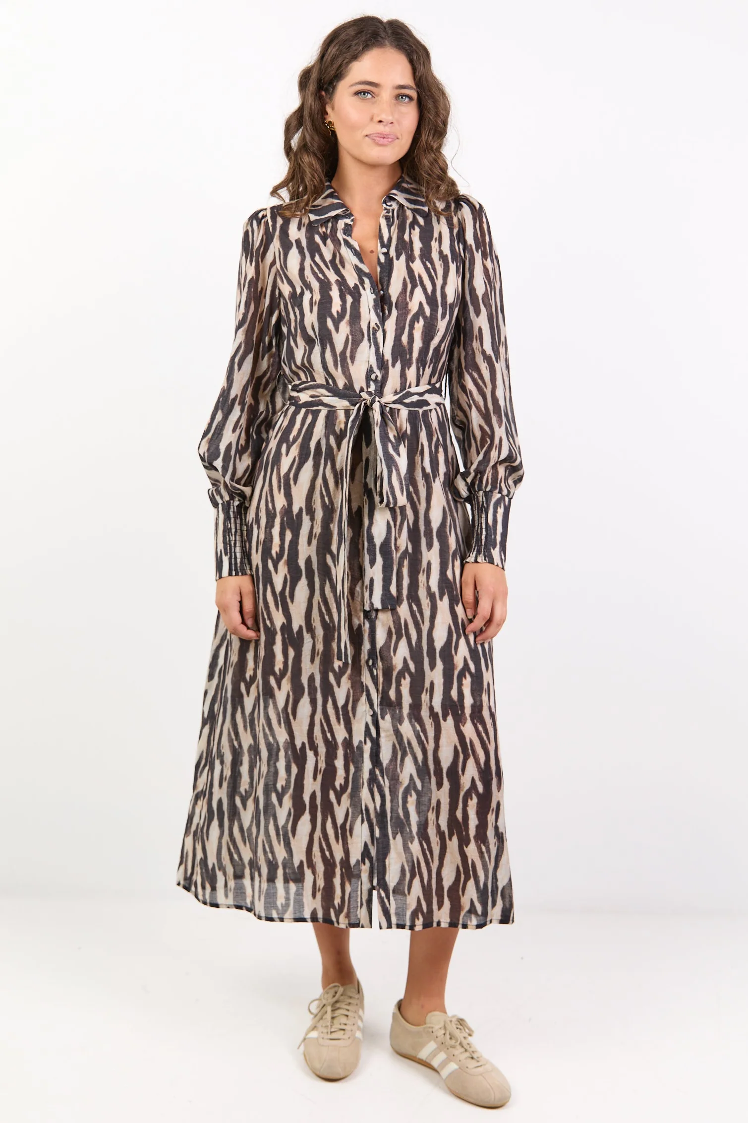 Gardenia Black Zebra Long Sleeve Shirt Dress - Image 2