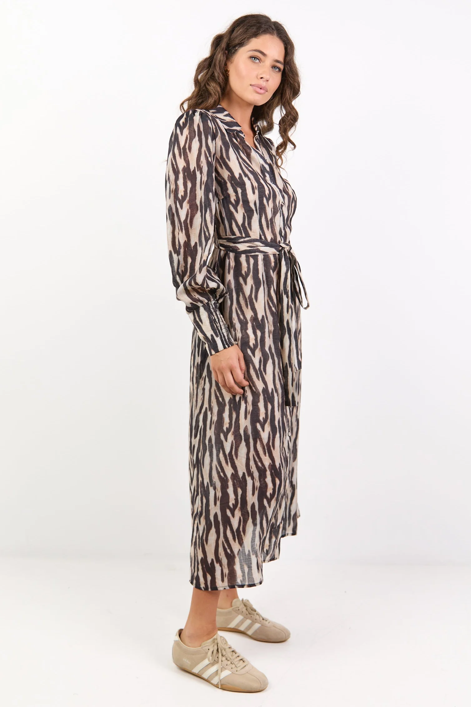 Gardenia Black Zebra Long Sleeve Shirt Dress - Image 4