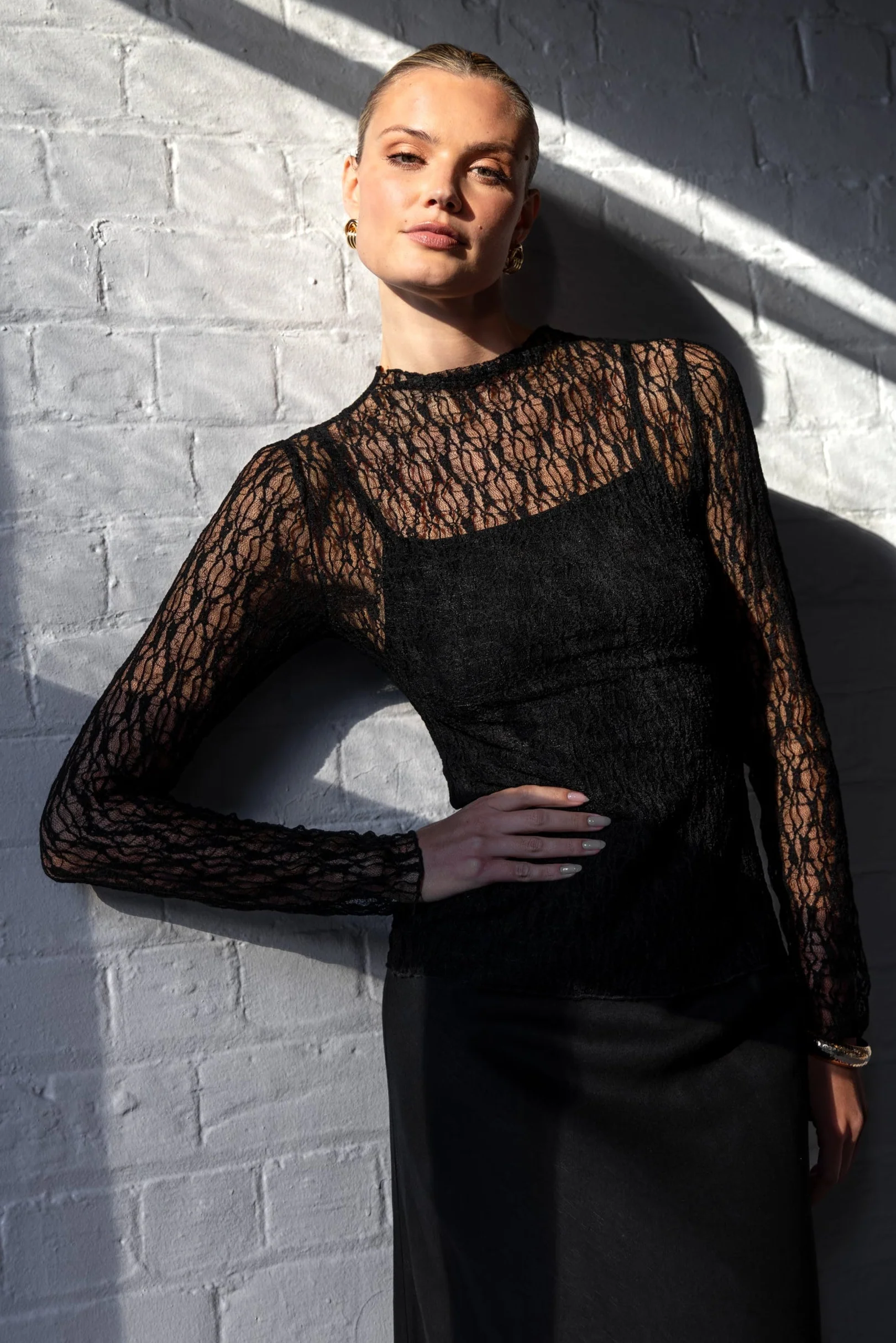 Giving Black Lace Long Sleeve Top
