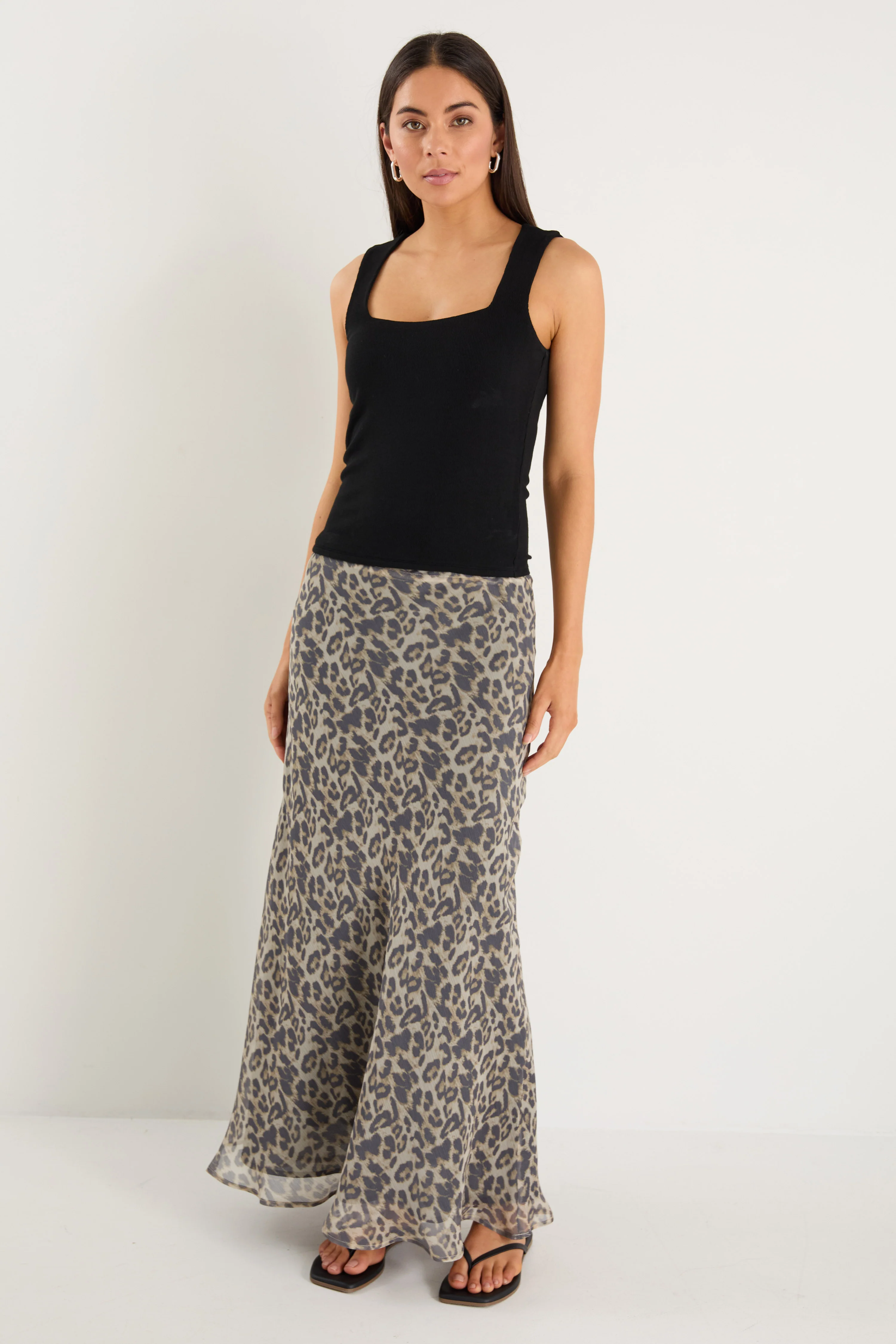 Gradual Leopard Print Bias Maxi Skirt