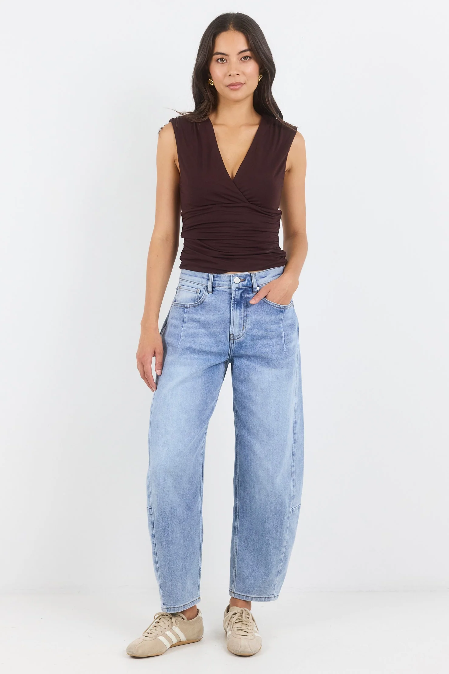 Graduate Light Blue Stretch Barrel Jeans