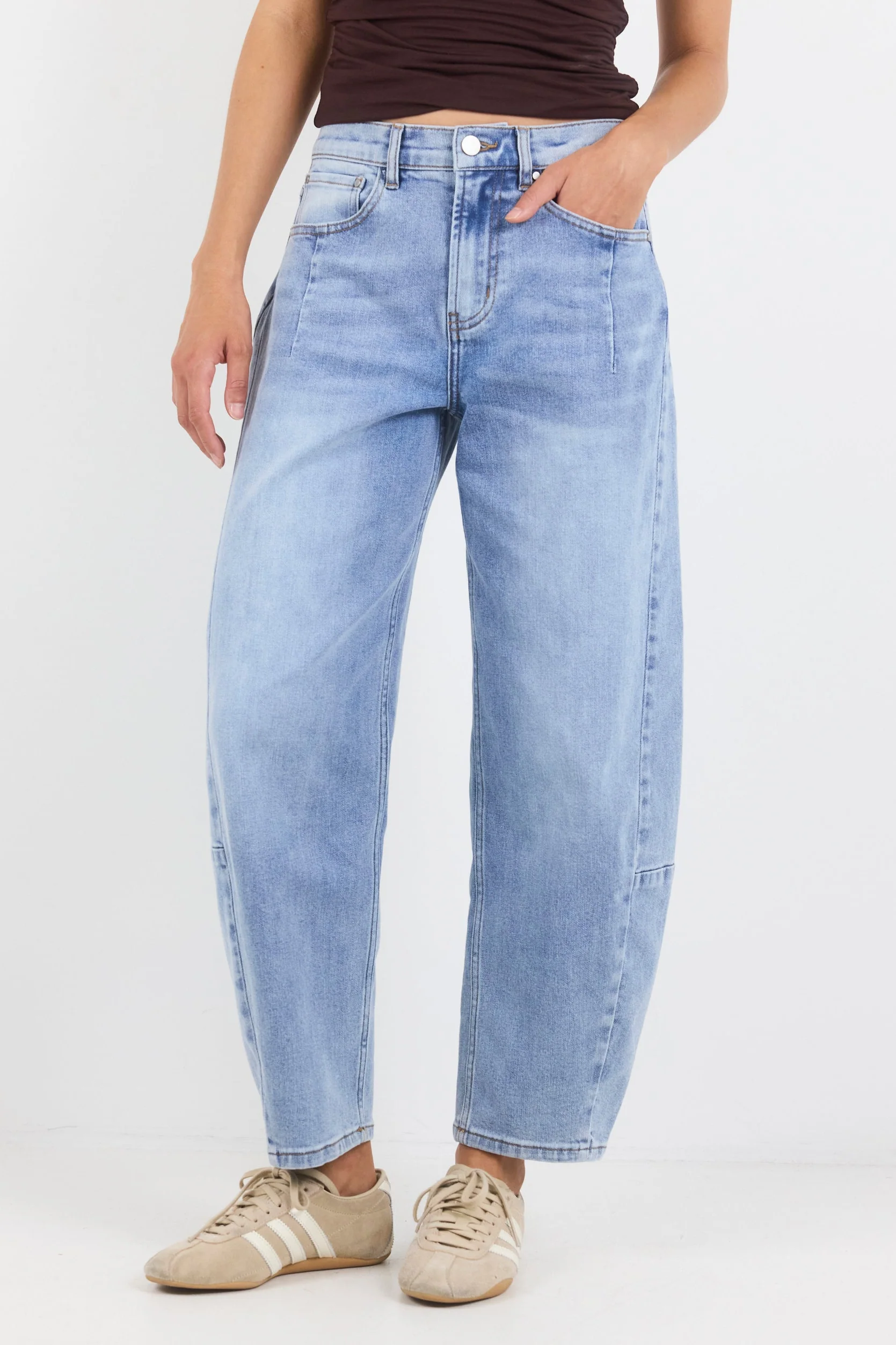 Graduate Light Blue Stretch Barrel Jeans - Image 3