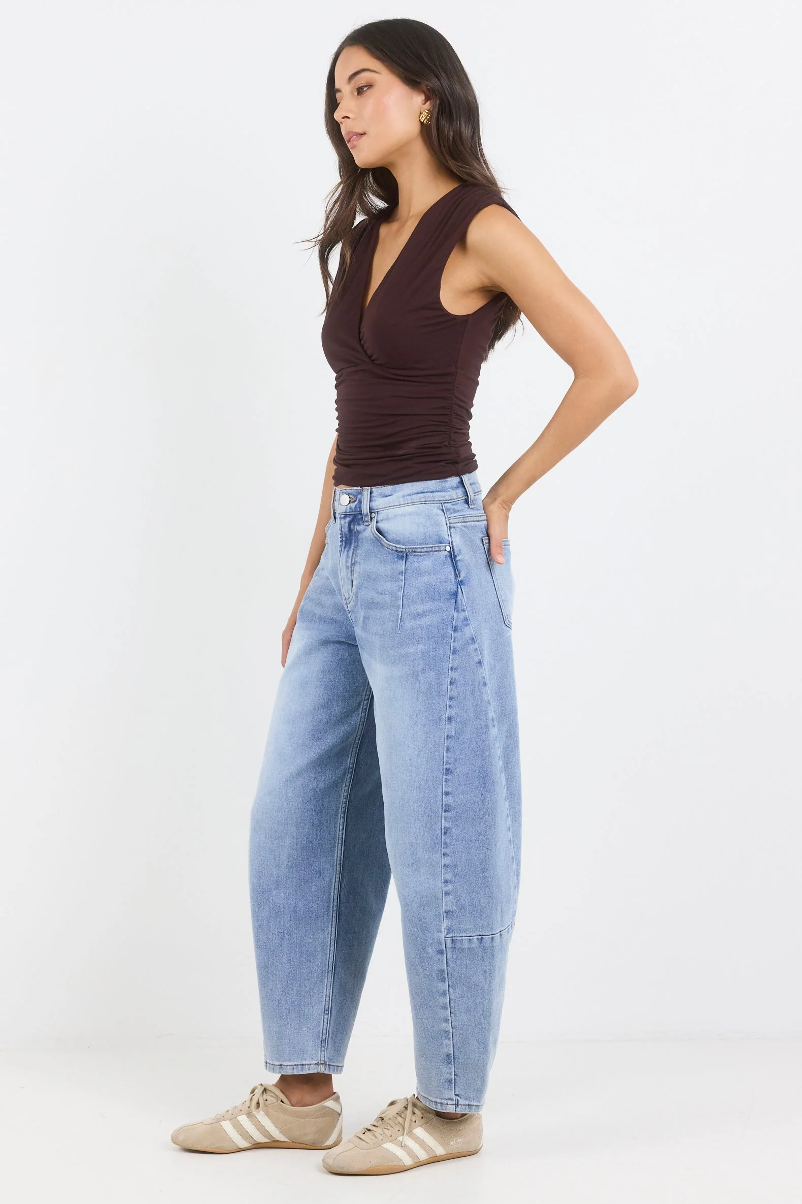 Graduate Light Blue Stretch Barrel Jeans - Image 4