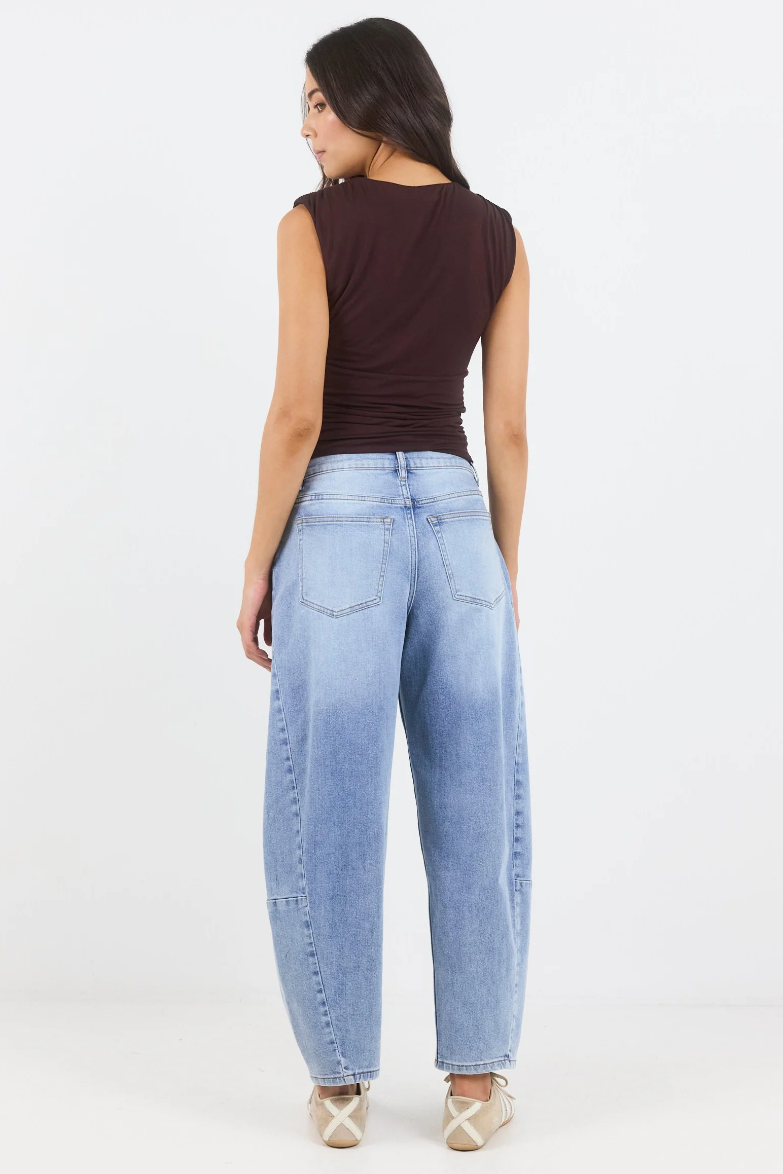 Graduate Light Blue Stretch Barrel Jeans - Image 6