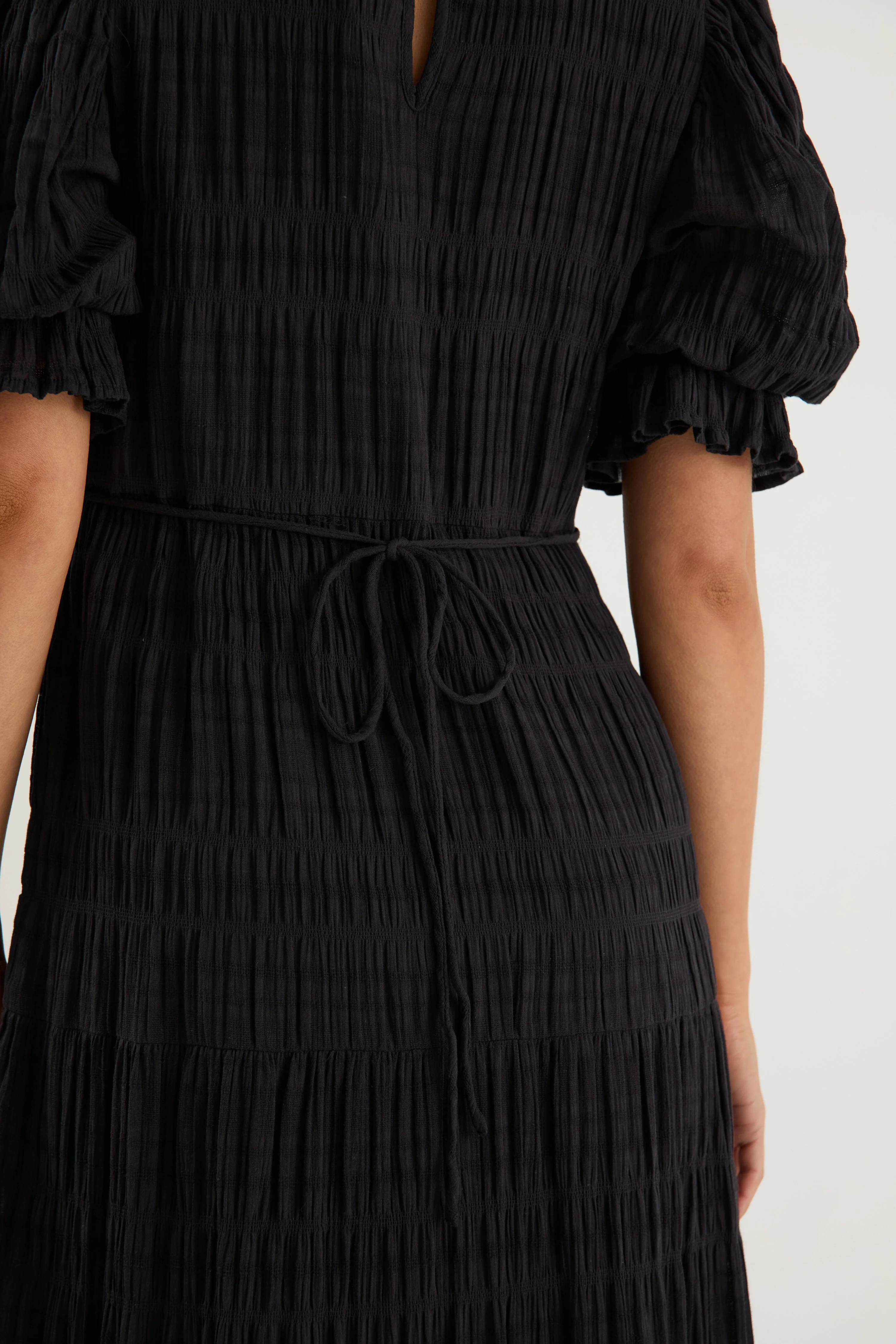 Gratitude Black Bubble SS Tiered Maxi Dress - Image 5