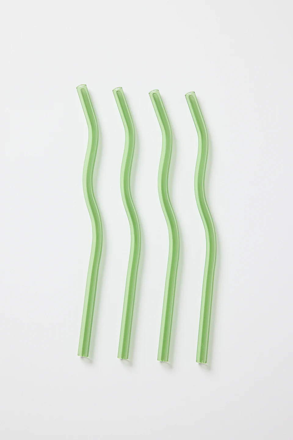 Green Curvy Reuseable Pk 4 Glass Drinking Straws - Image 2