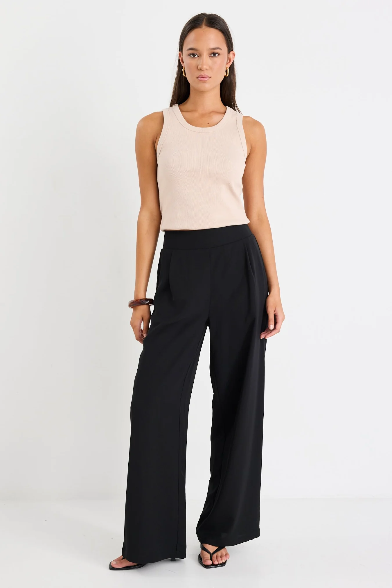 Guardian Black Linen Viscose Elastic Back Pants - Image 3