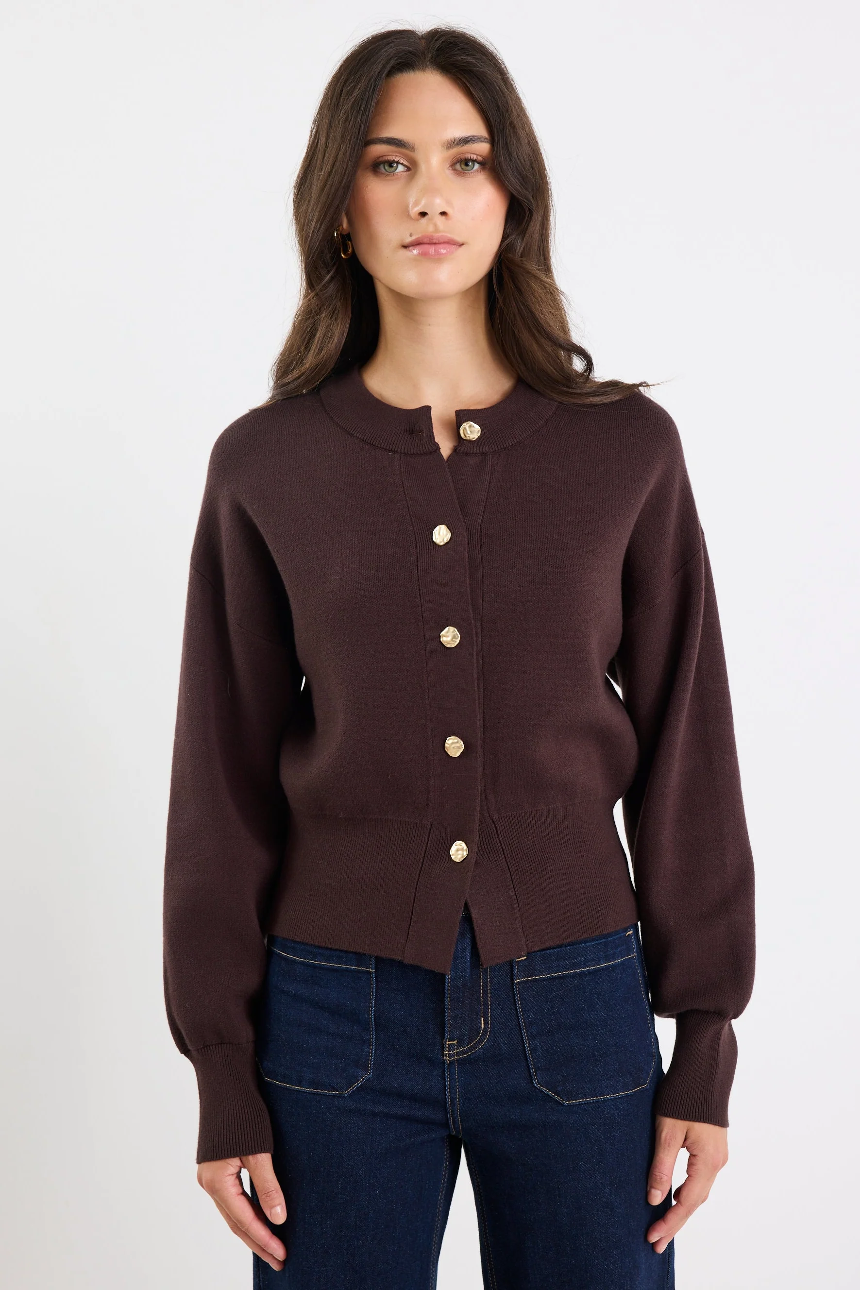 Hallmark Chocolate Crewneck Cardigan - Image 3