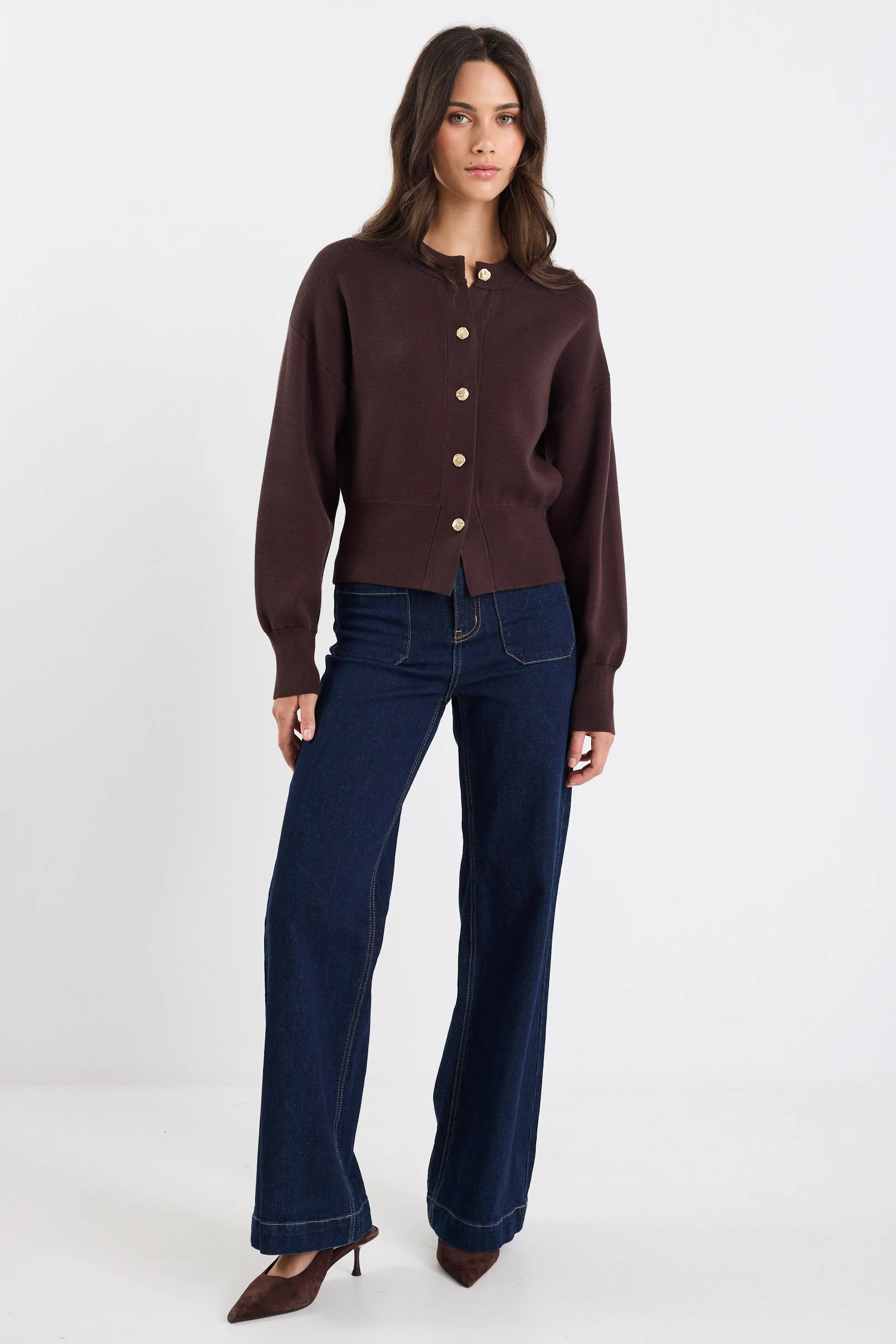 Hallmark Chocolate Crewneck Cardigan - Image 4