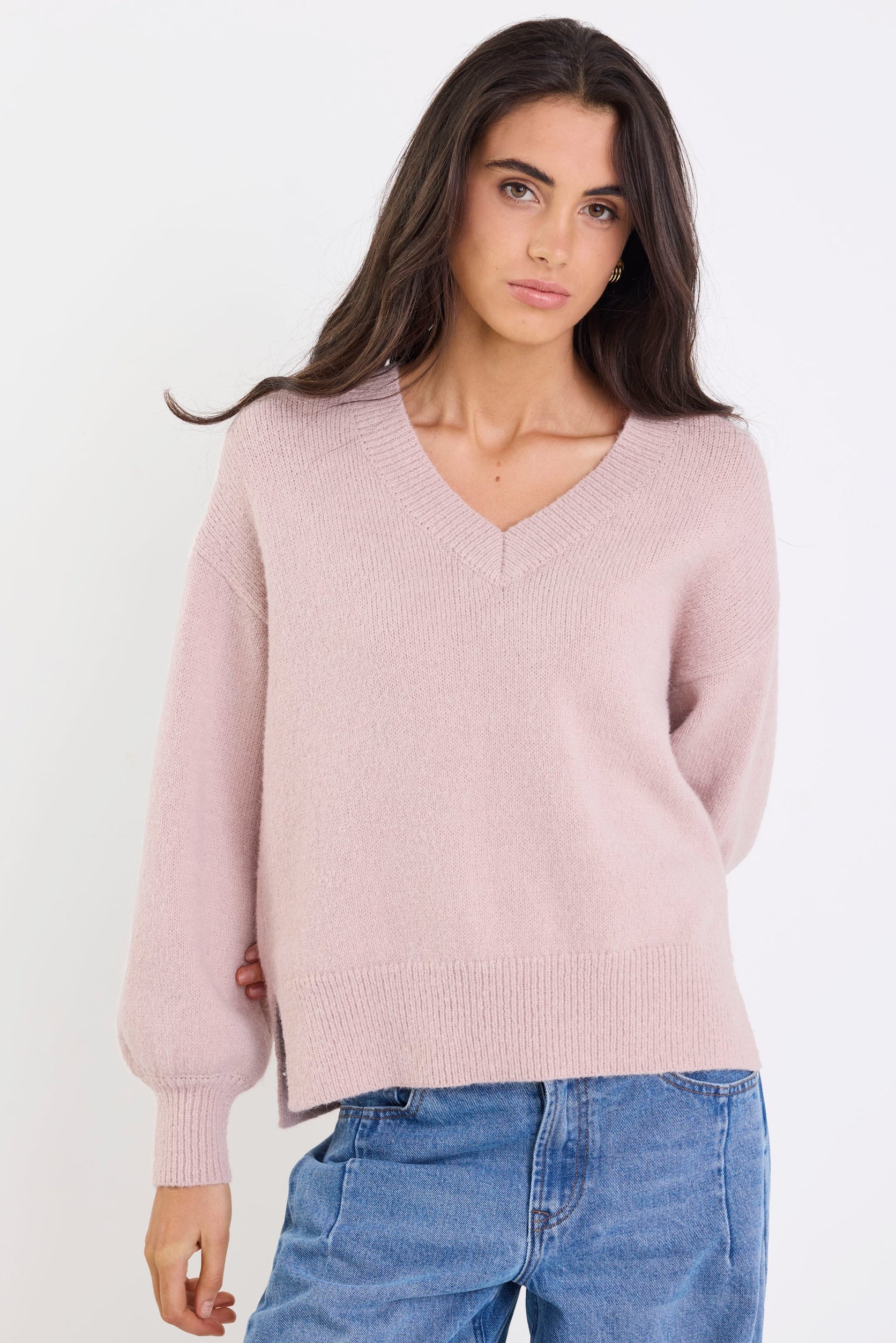 Harvest Blush V Neck Knit Jumper - Image 2