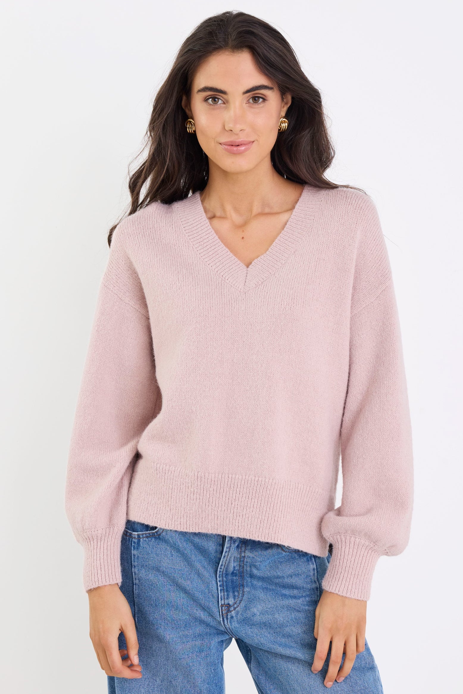 Harvest Blush V Neck Knit Jumper - Image 3