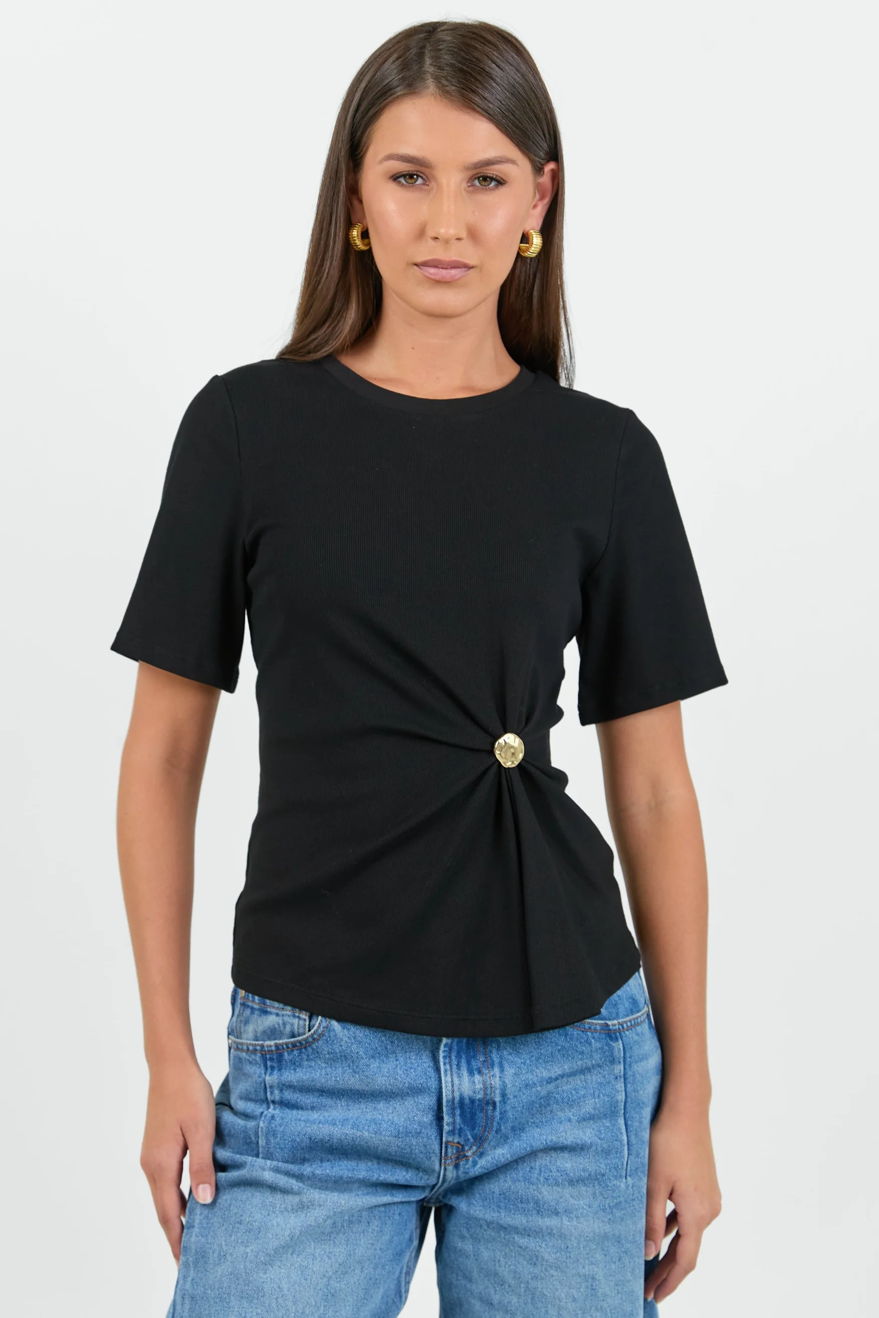 Helm Black Waist Buckle Short Sleeve Tee