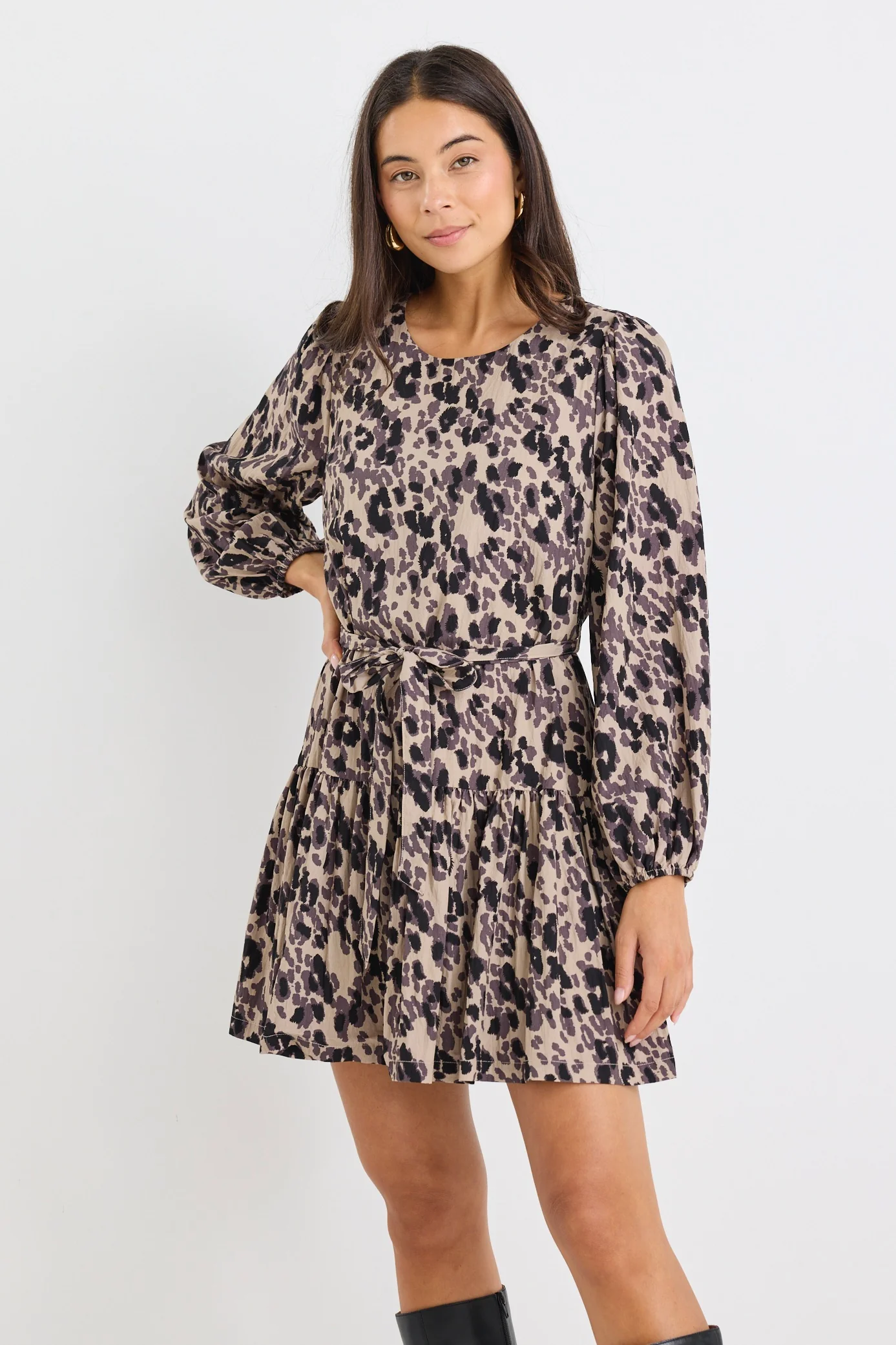 Host Animal Balloon Sleeve Drop Waist Mini Dress - Image 2