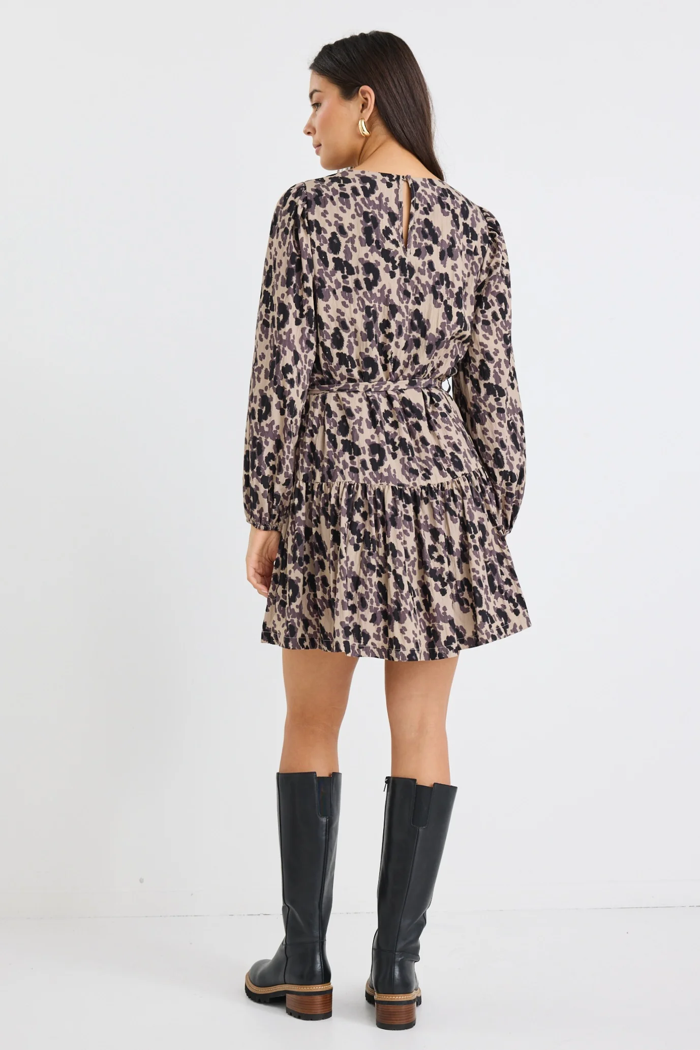 Host Animal Balloon Sleeve Drop Waist Mini Dress - Image 6