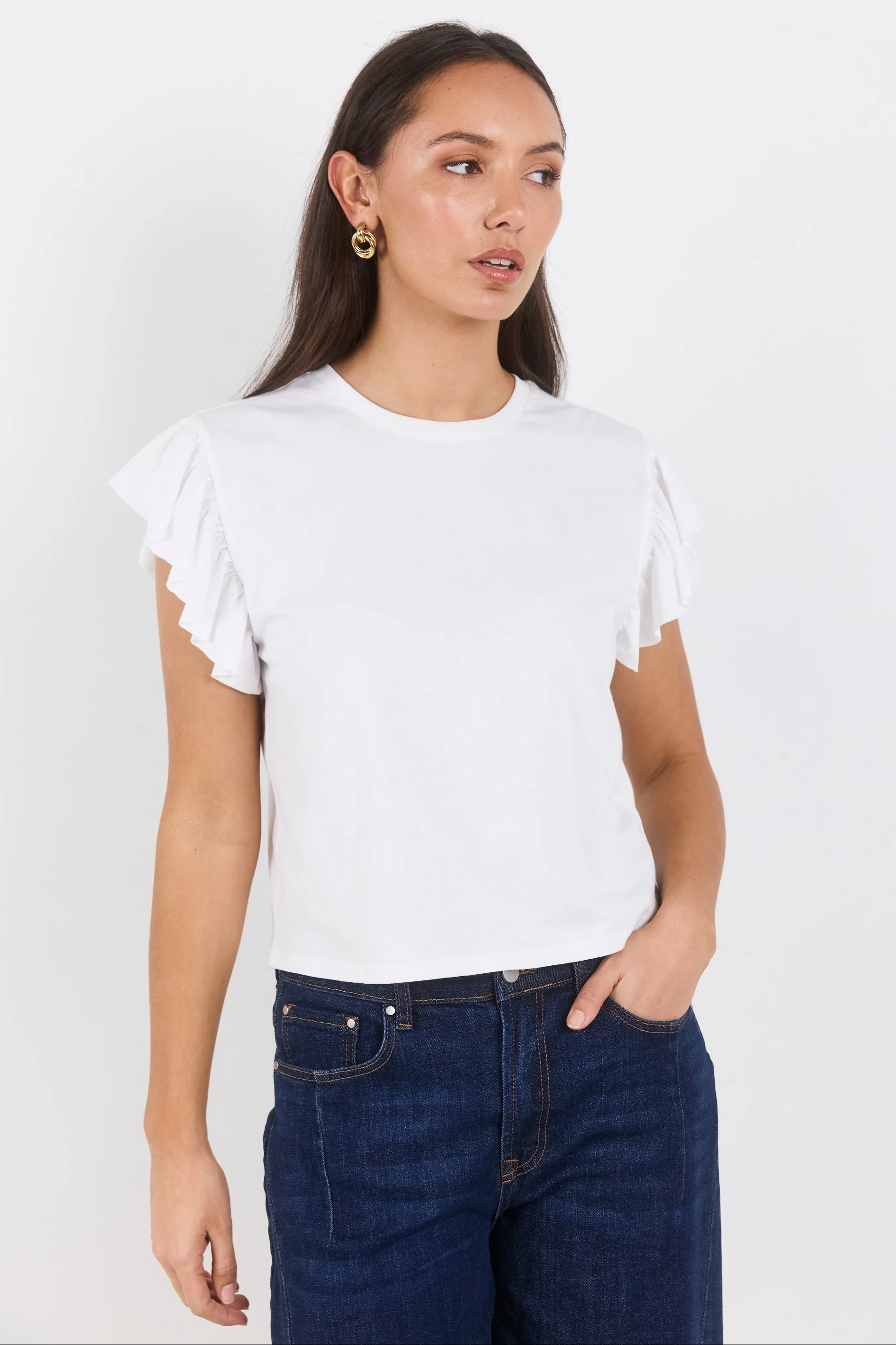 Hover Ivory Flutter Sleeve Tee - Image 2