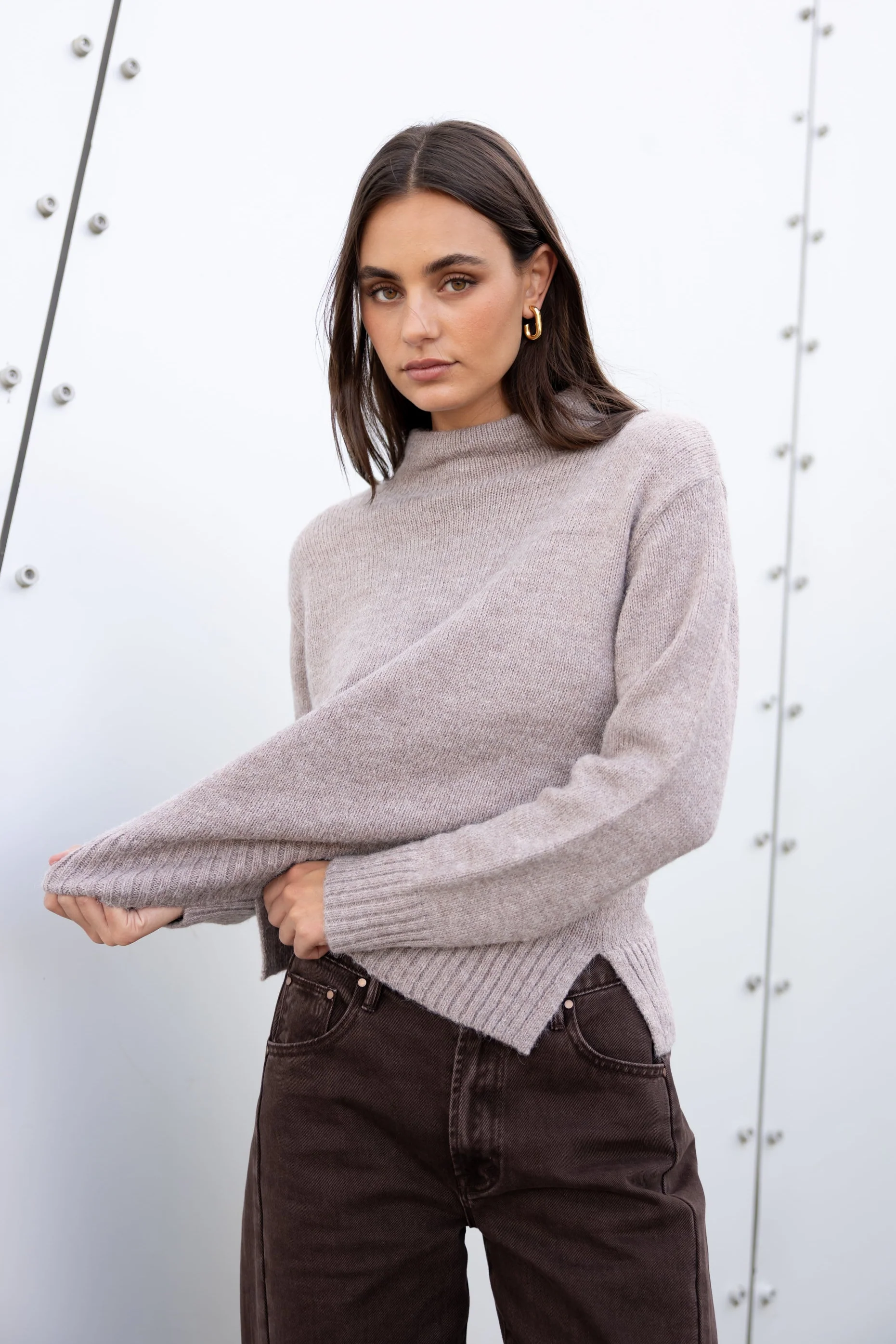 Huddle Mushroom High Neck Knit Jumper