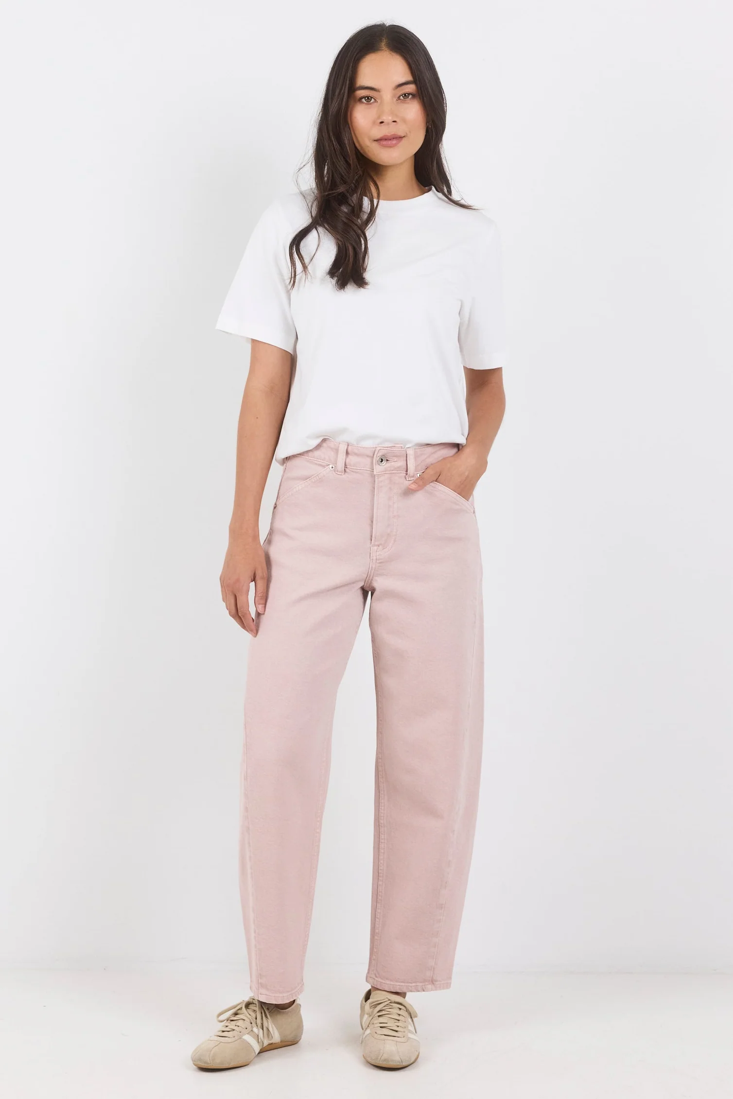 Idolise Pale Pink Stretch Soft Barrel Jean - Image 2