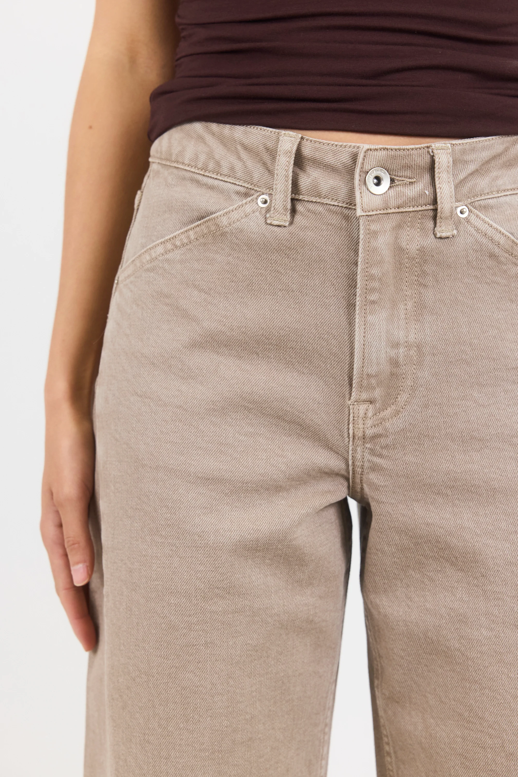 Idolise Taupe Stretch Soft Barrel Jean - Image 5