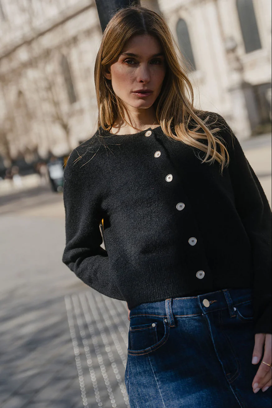 Imprint Black Soft Knit Crewneck Cardigan