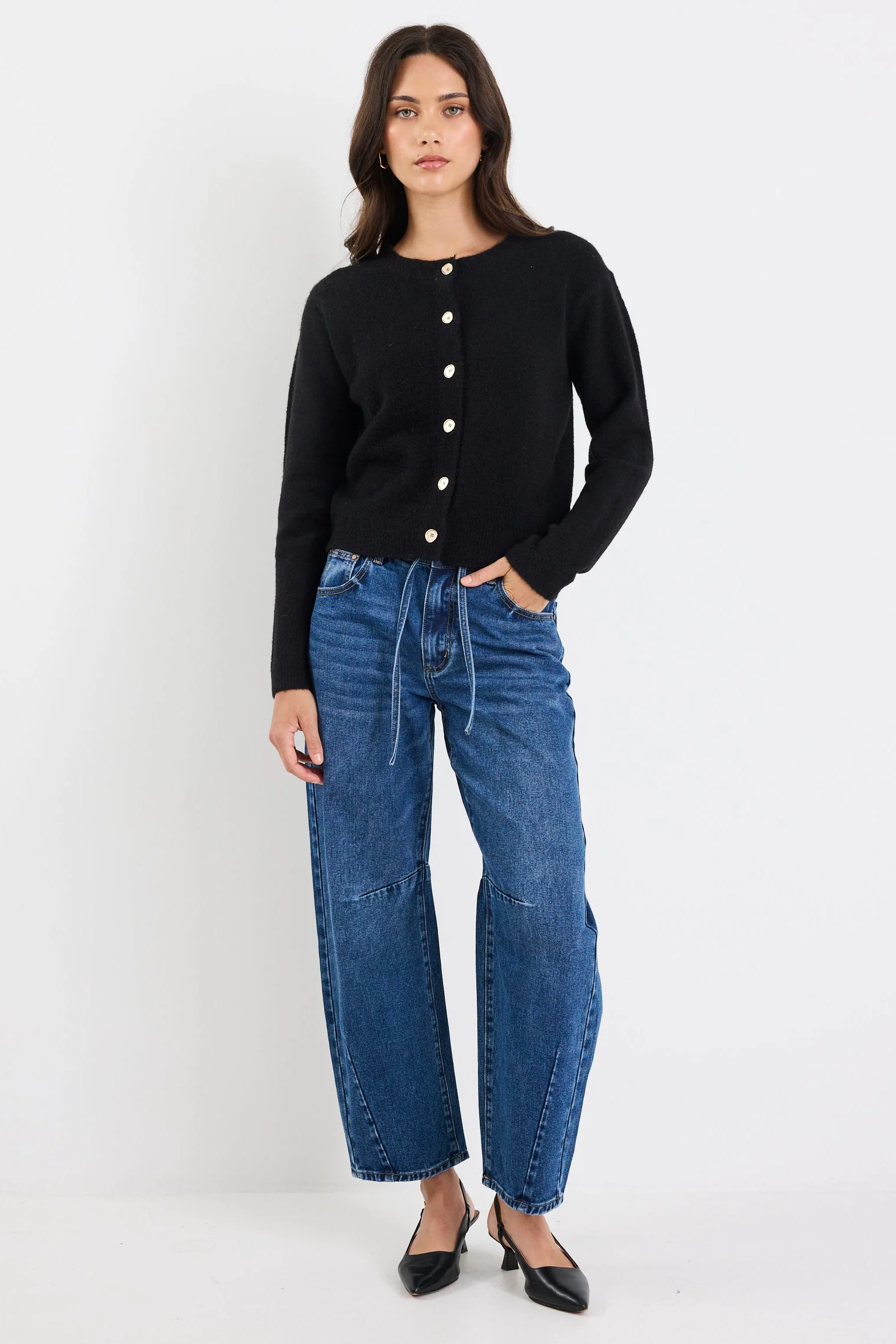 Imprint Black Soft Knit Crewneck Cardigan - Image 3
