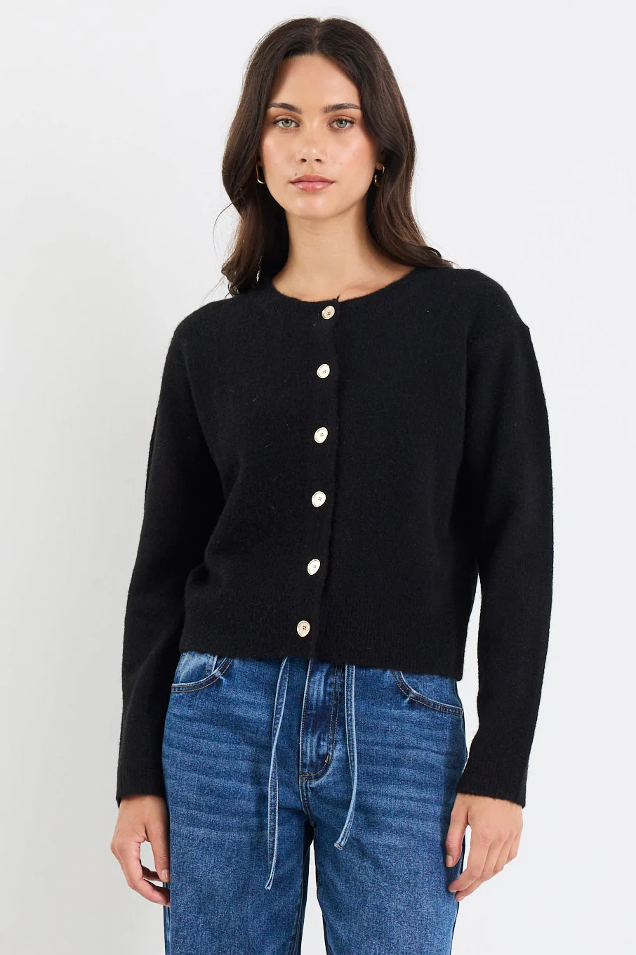 Imprint Black Soft Knit Crewneck Cardigan - Image 4