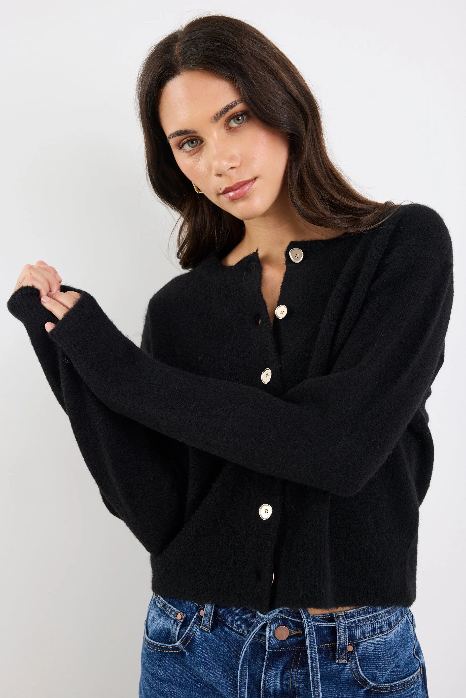 Imprint Black Soft Knit Crewneck Cardigan - Image 5