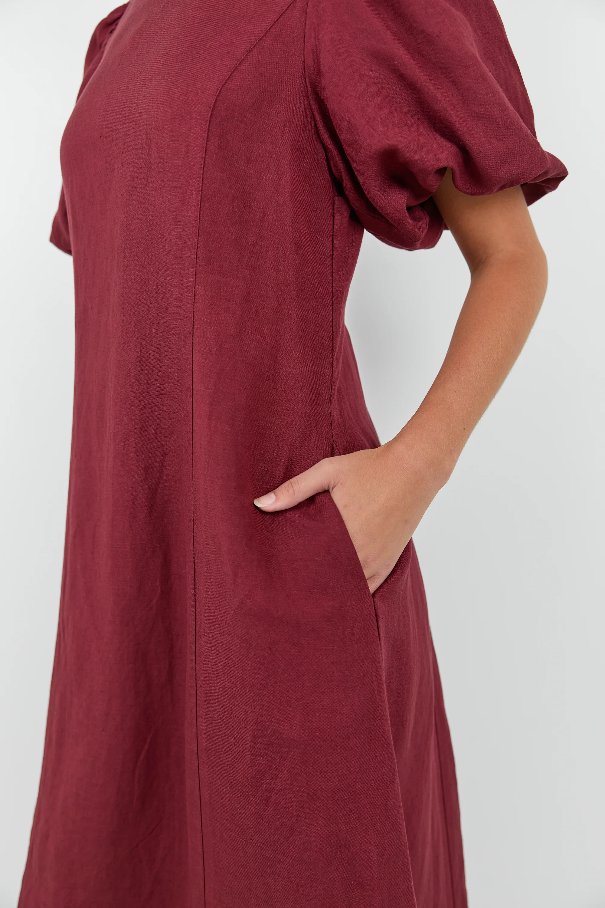 Indulgent Burgundy Puff Sleeve Relaxed Maxi Dress - Image 4