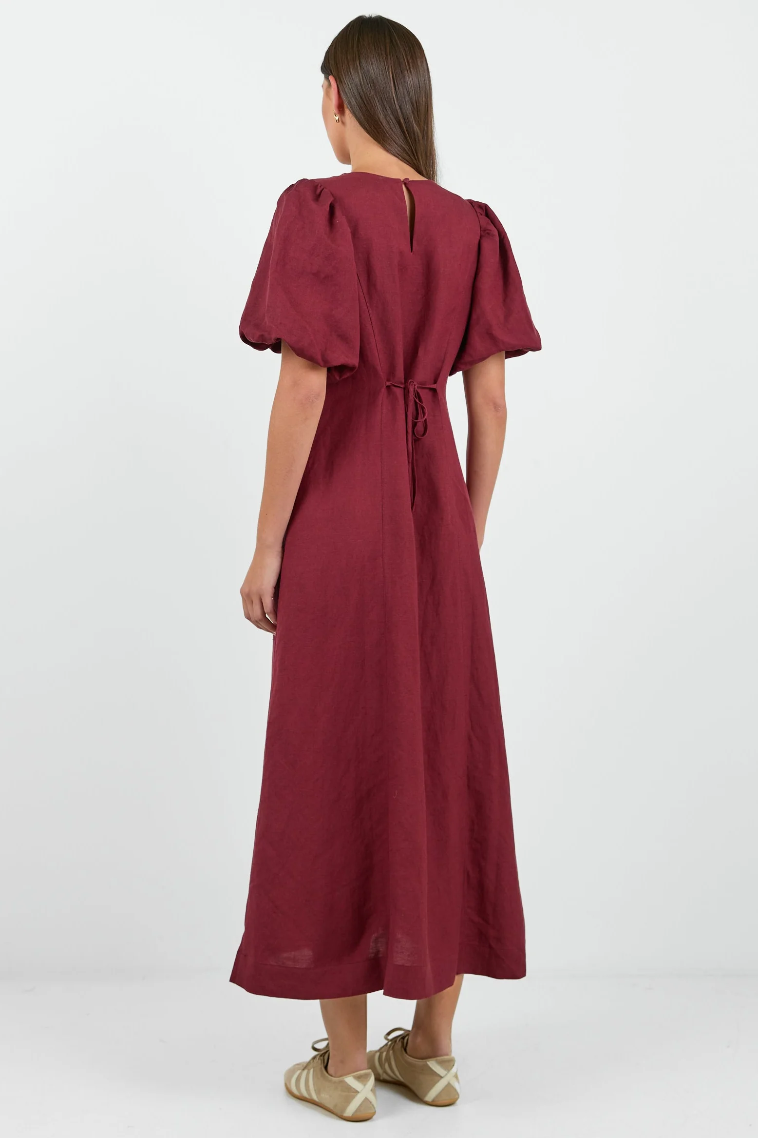 Indulgent Burgundy Puff Sleeve Relaxed Maxi Dress - Image 5