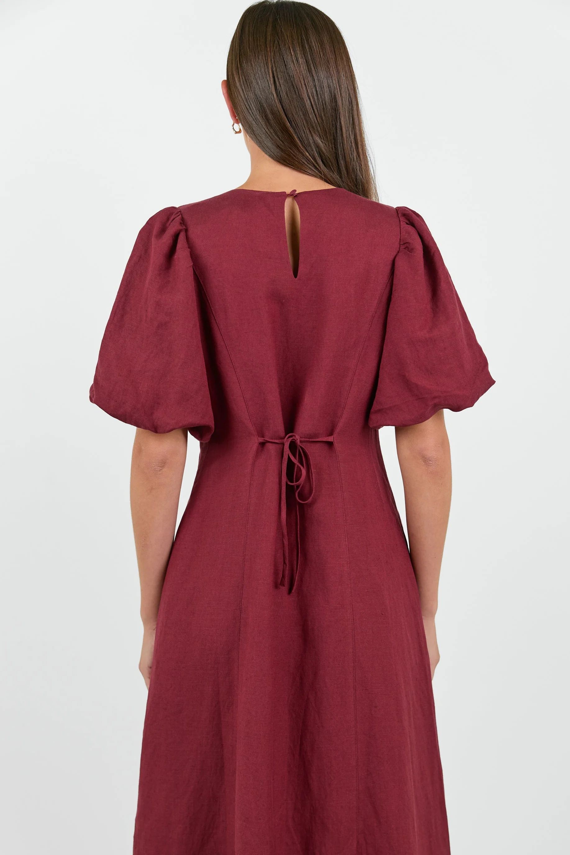 Indulgent Burgundy Puff Sleeve Relaxed Maxi Dress - Image 6