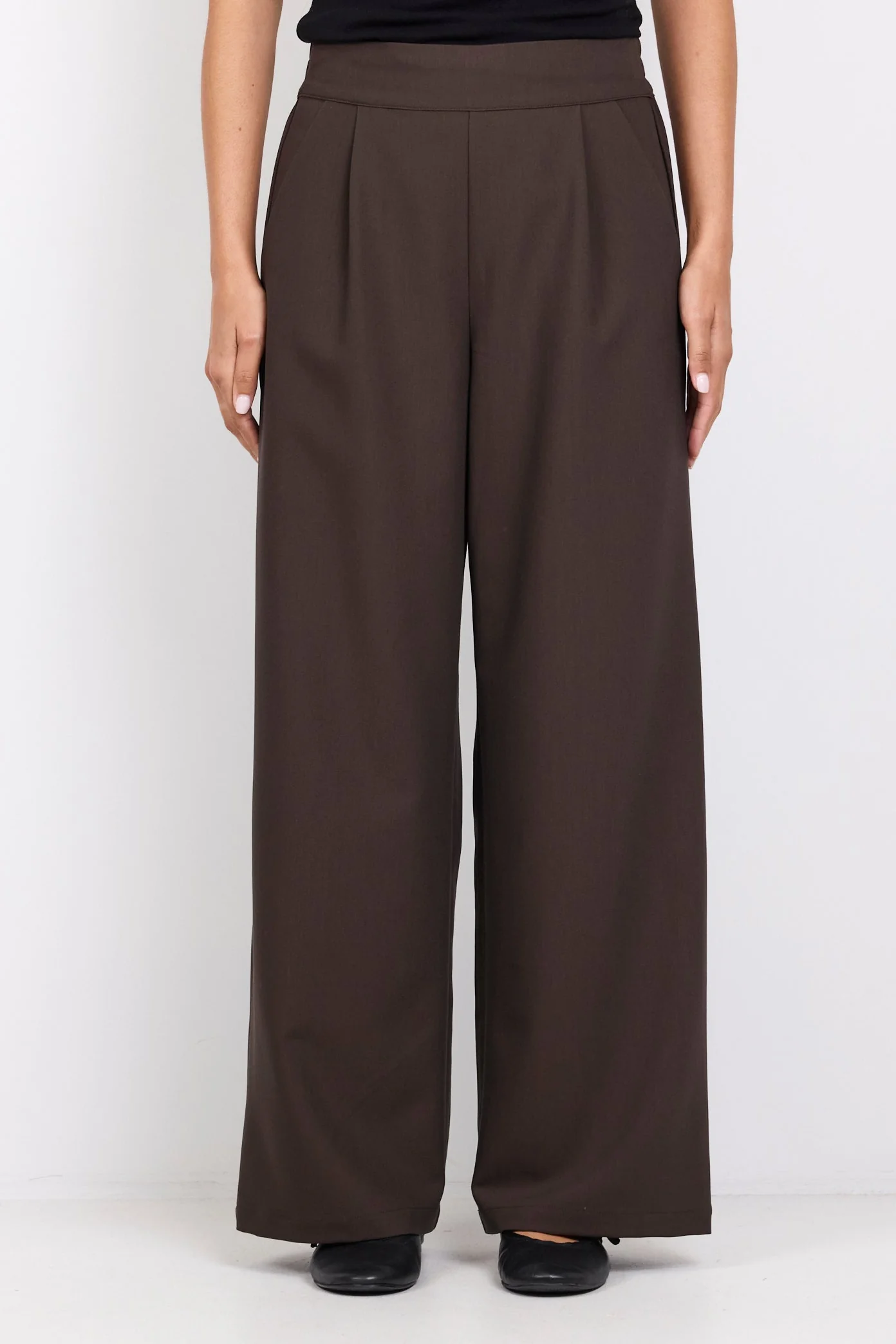 Instinctive Dark Chocolate Petite Wide Leg Elastic Back Pants - Image 7