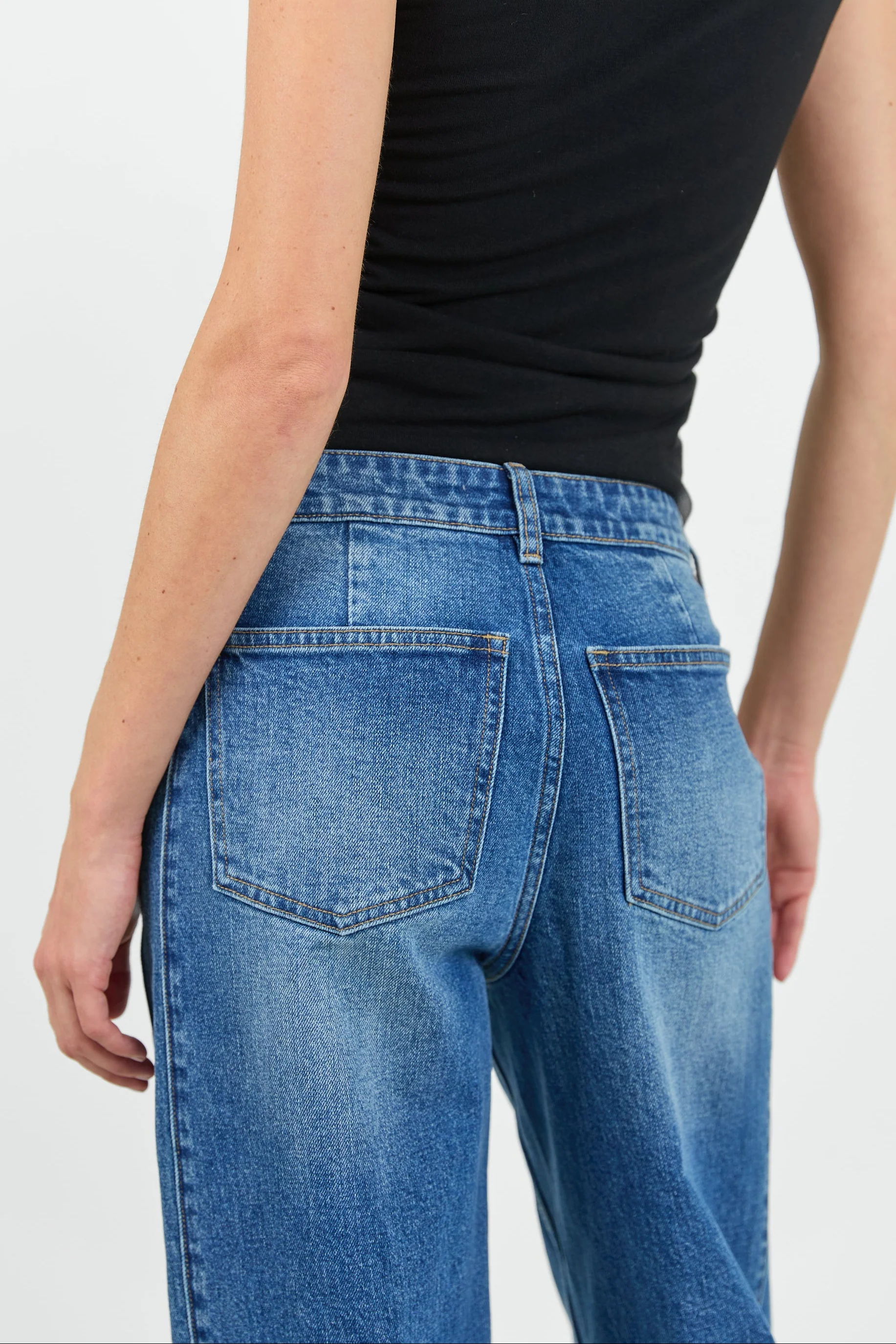 Ironic Washed Blue Wide Leg Panelled Jeans - Image 5