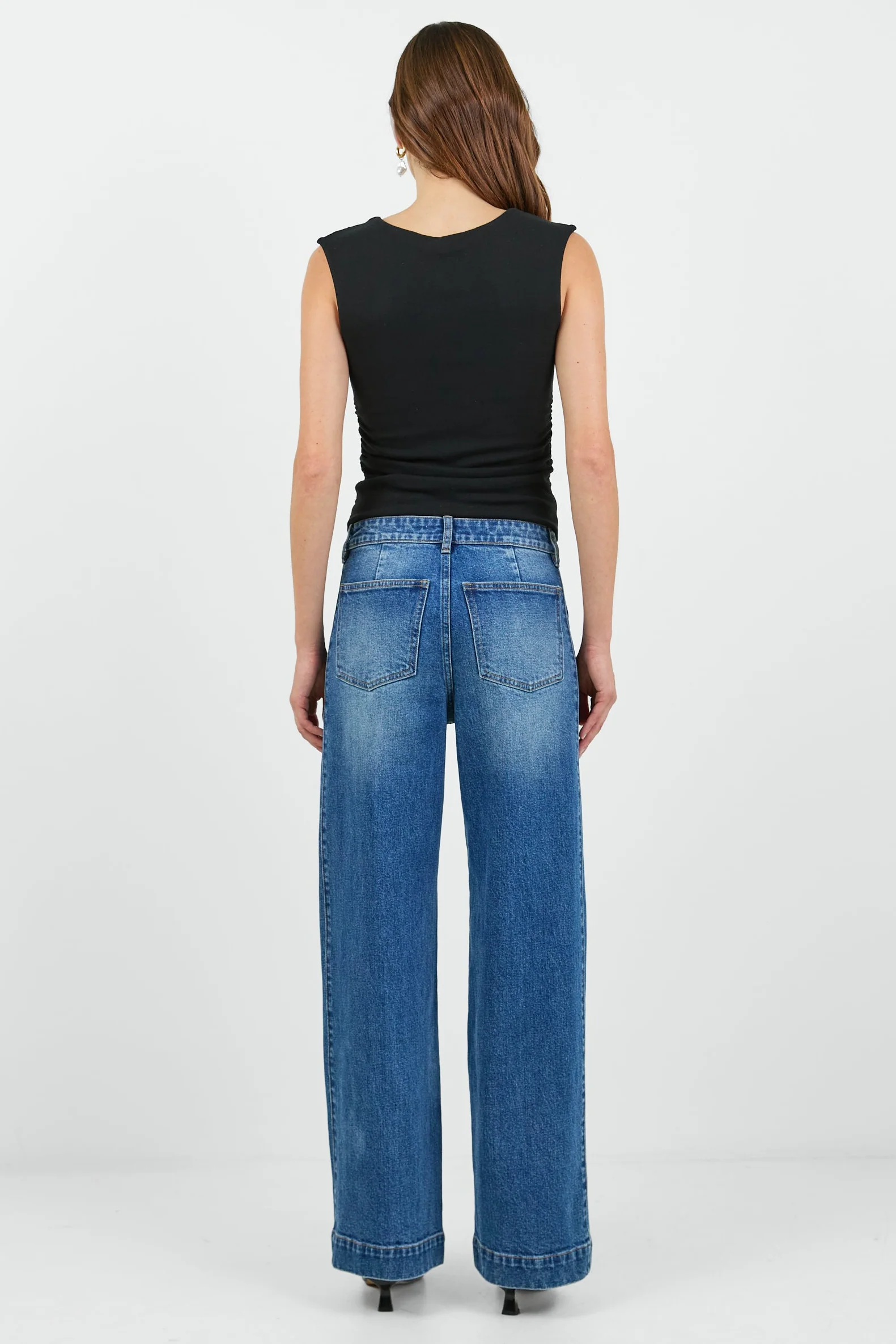 Ironic Washed Blue Wide Leg Panelled Jeans - Image 7