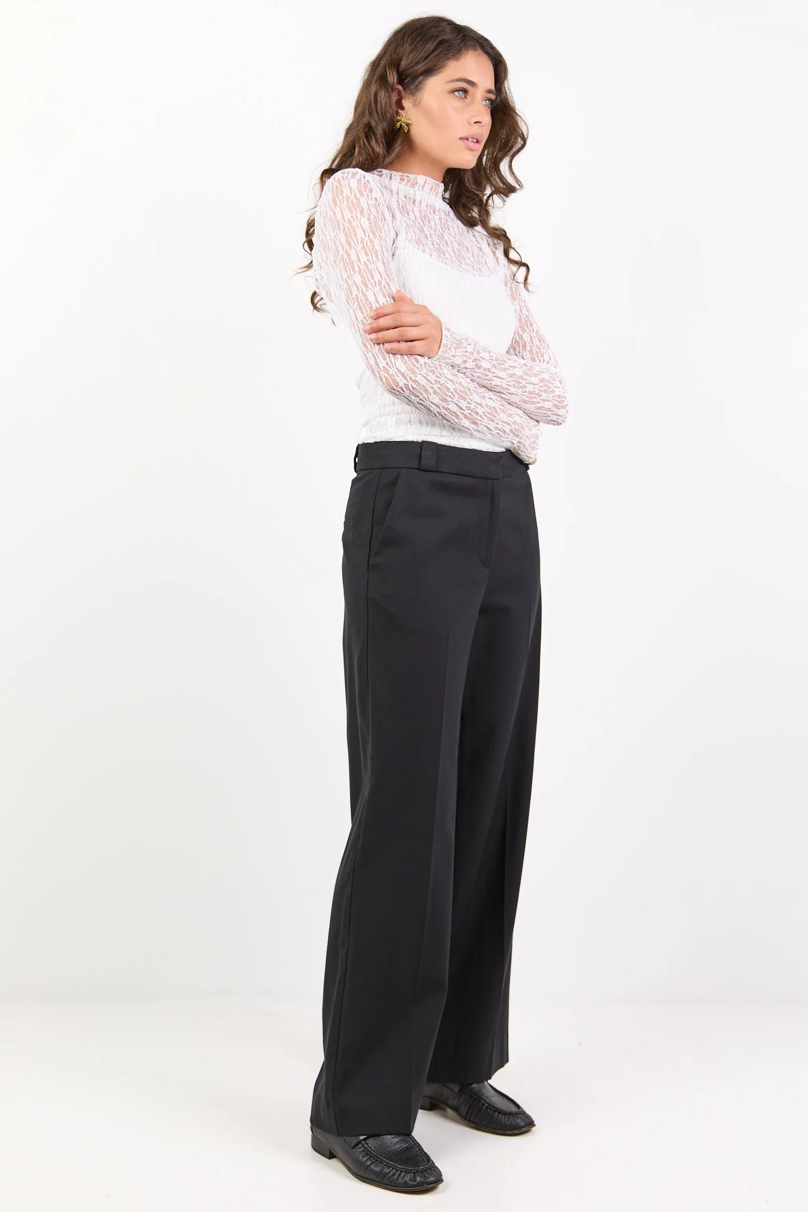 Jaunty Black Slant Pocket Wide Leg Pants - Image 2