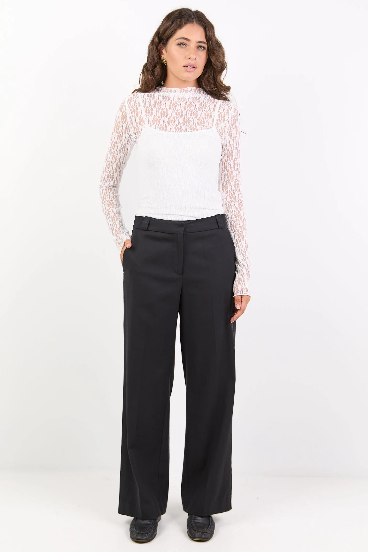 Jaunty Black Slant Pocket Wide Leg Pants - Image 3