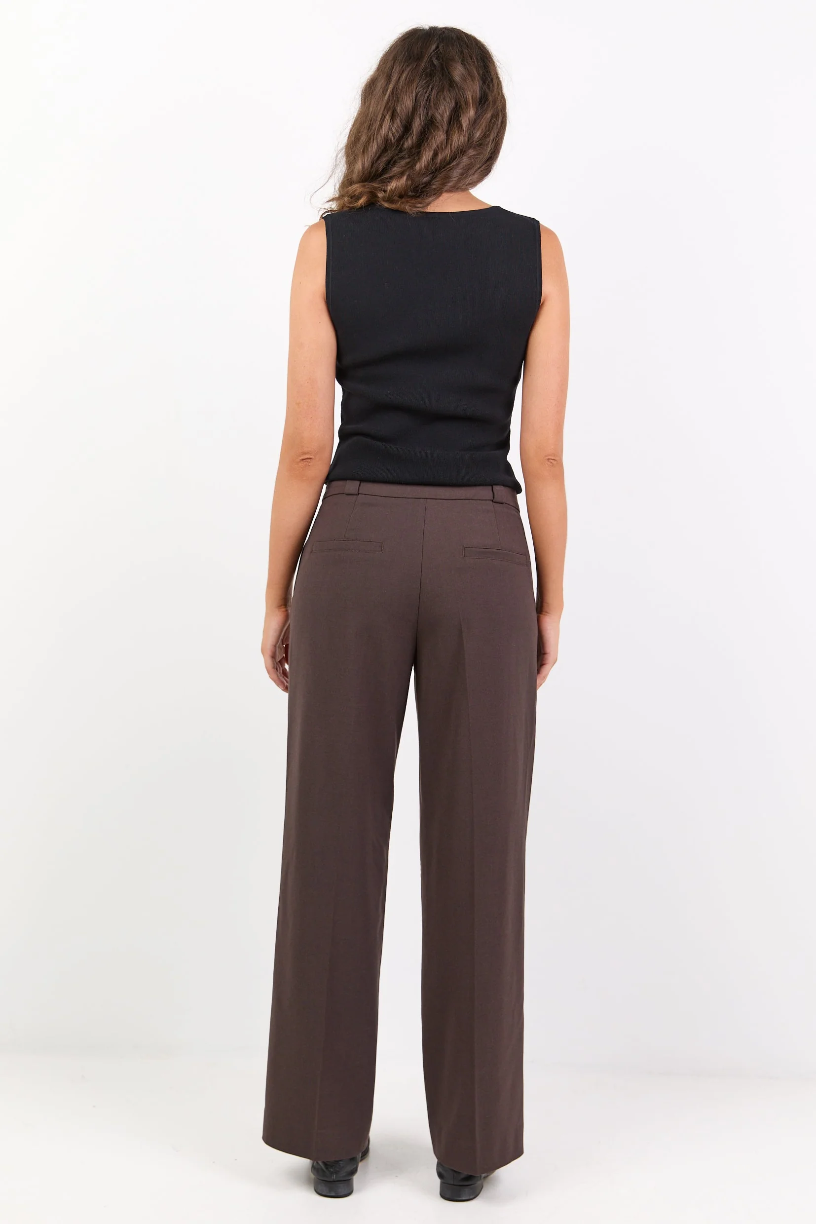 Jaunty Dark Chocolate Slant Pocket Wide Leg Pants - Image 4