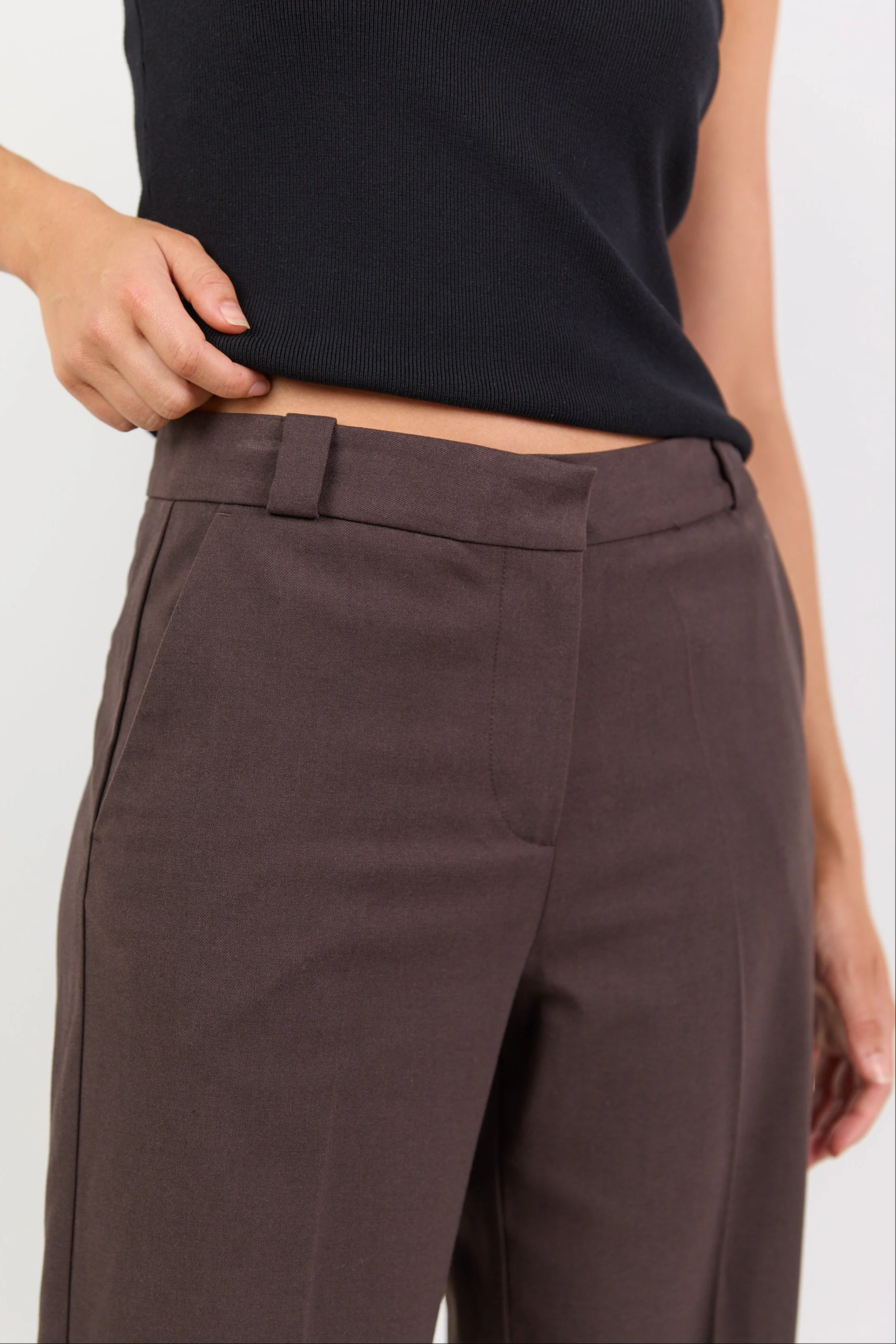 Jaunty Dark Chocolate Slant Pocket Wide Leg Pants - Image 5