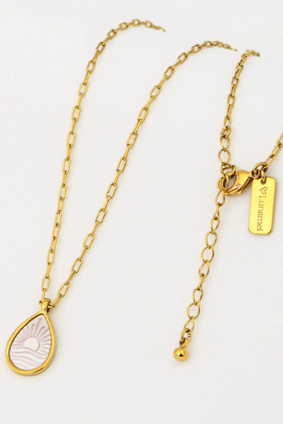Kailani Mother Of Pearl Teardrop Gold Necklace - Image 2