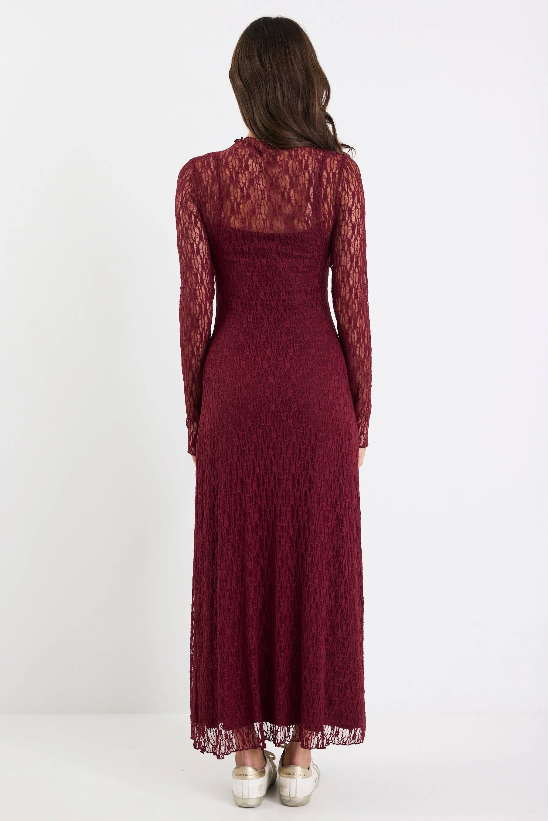 Keepsake Burgundy Lace Long Sleeve Maxi Dress - Image 6