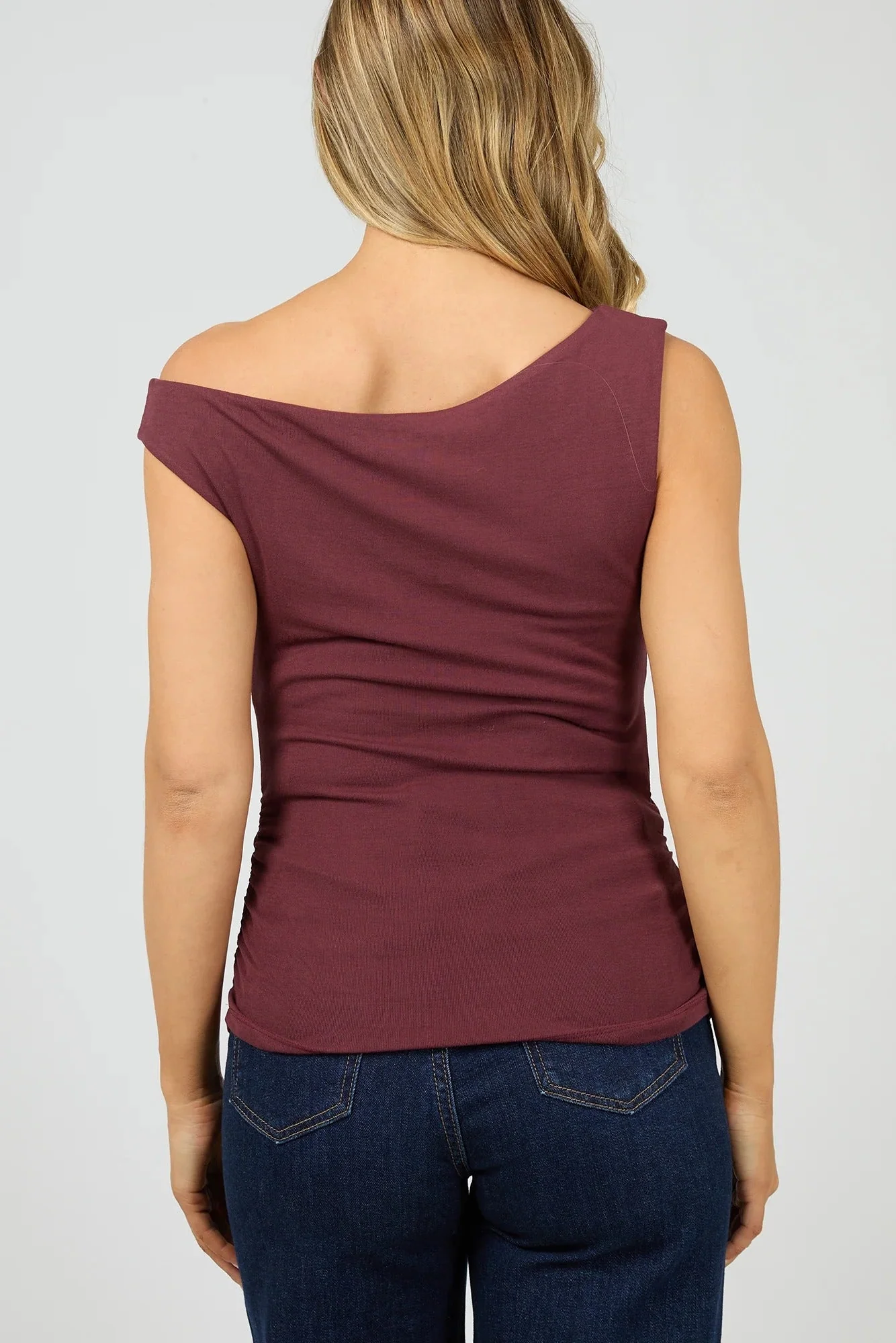 Kylie Burgundy Off Shoulder SS Top - Image 4