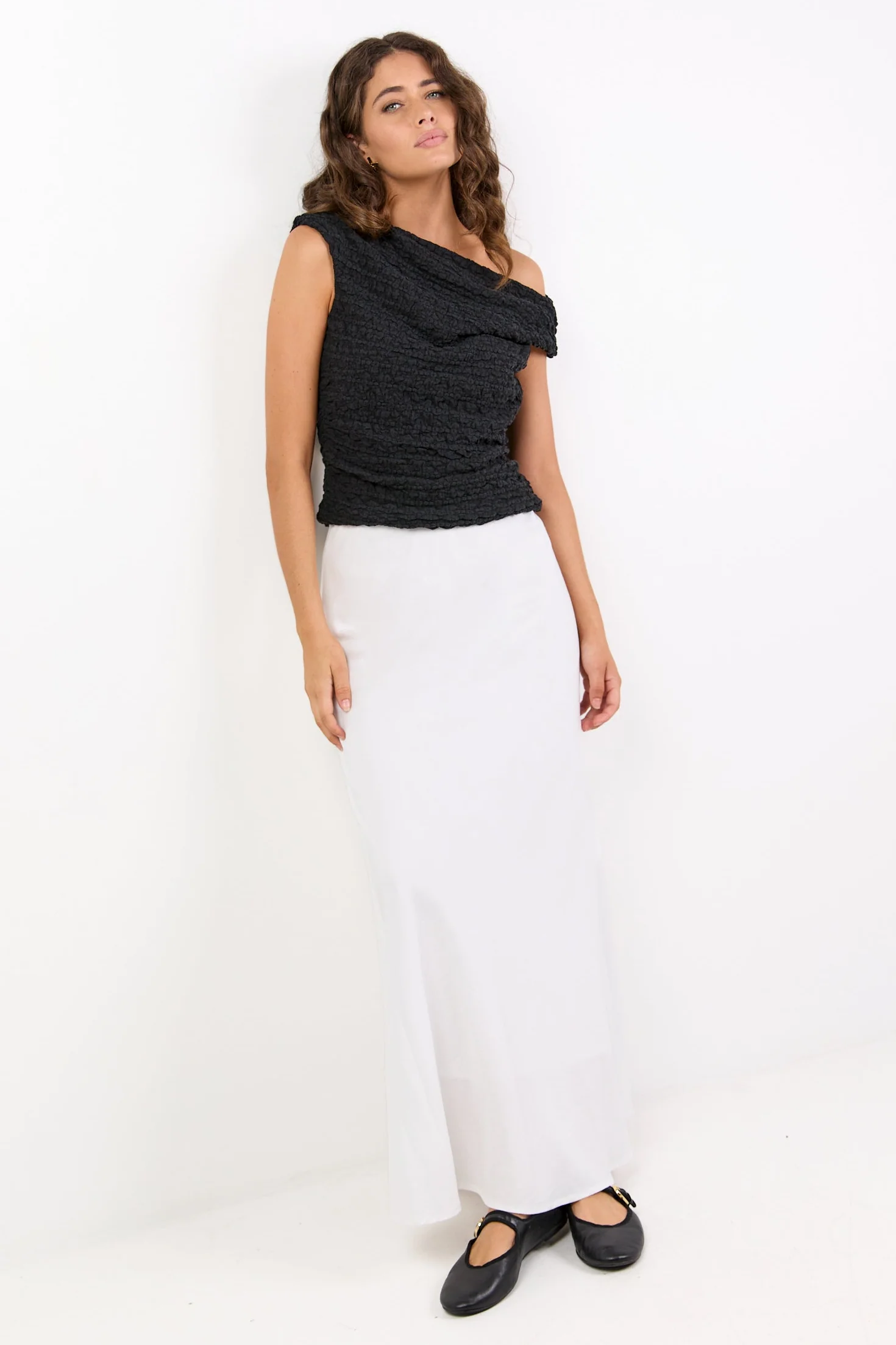 Lagos White Linen Blend Bias Maxi Skirt - Image 2