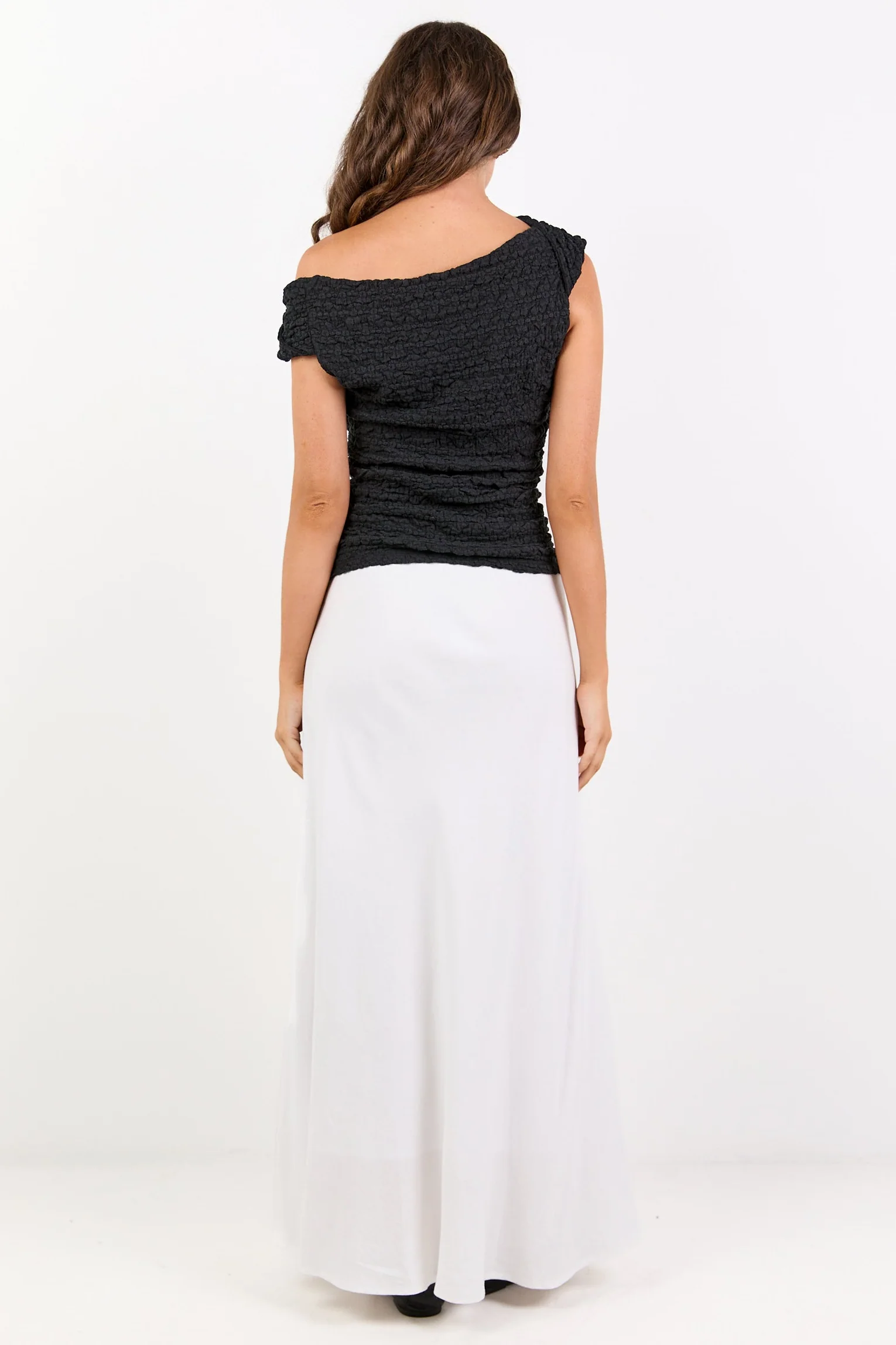 Lagos White Linen Blend Bias Maxi Skirt - Image 4