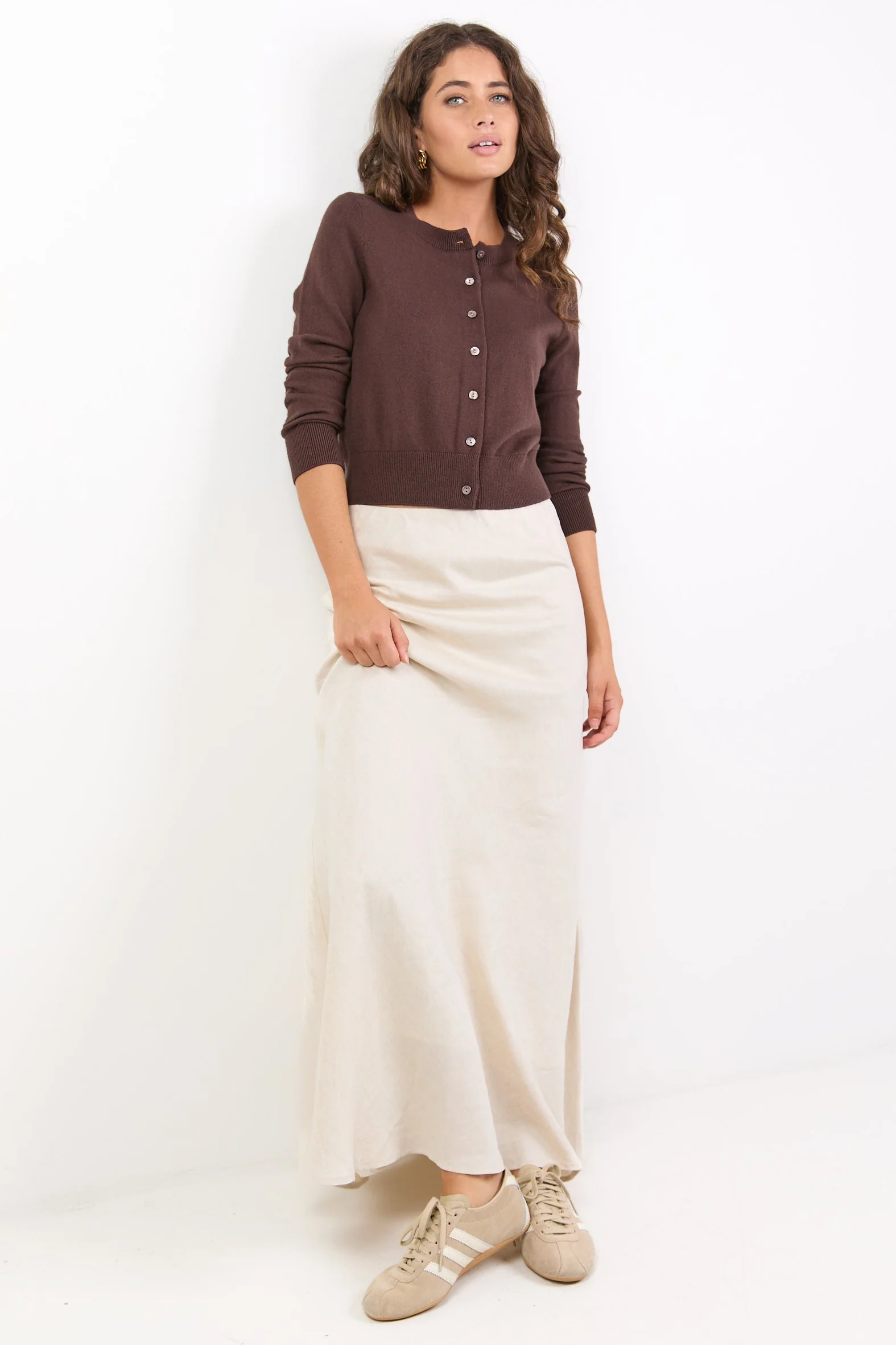 Lagos Natural Linen Blend Bias Maxi Skirt - Image 2