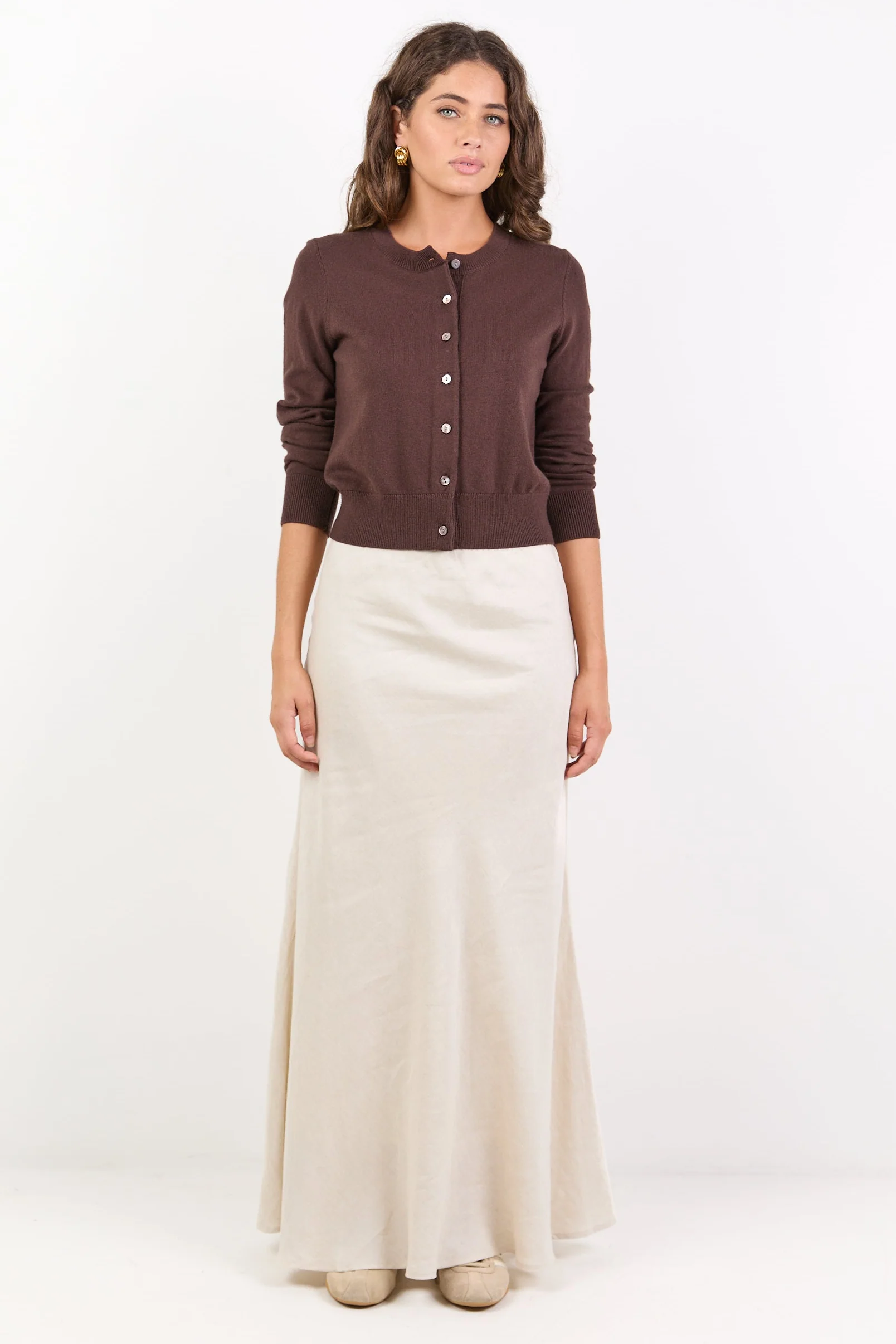 Lagos Natural Linen Blend Bias Maxi Skirt - Image 3