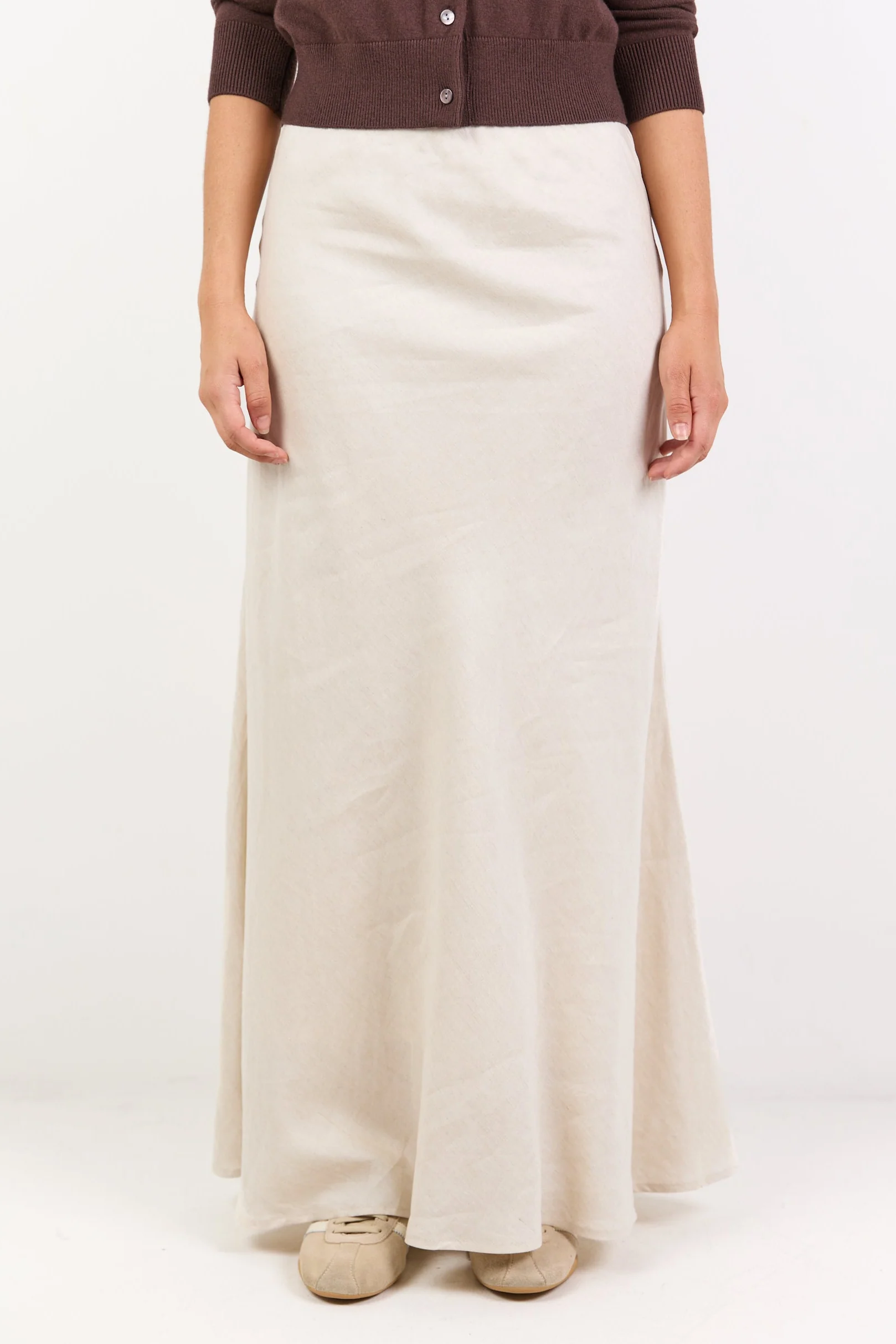 Lagos Natural Linen Blend Bias Maxi Skirt - Image 4