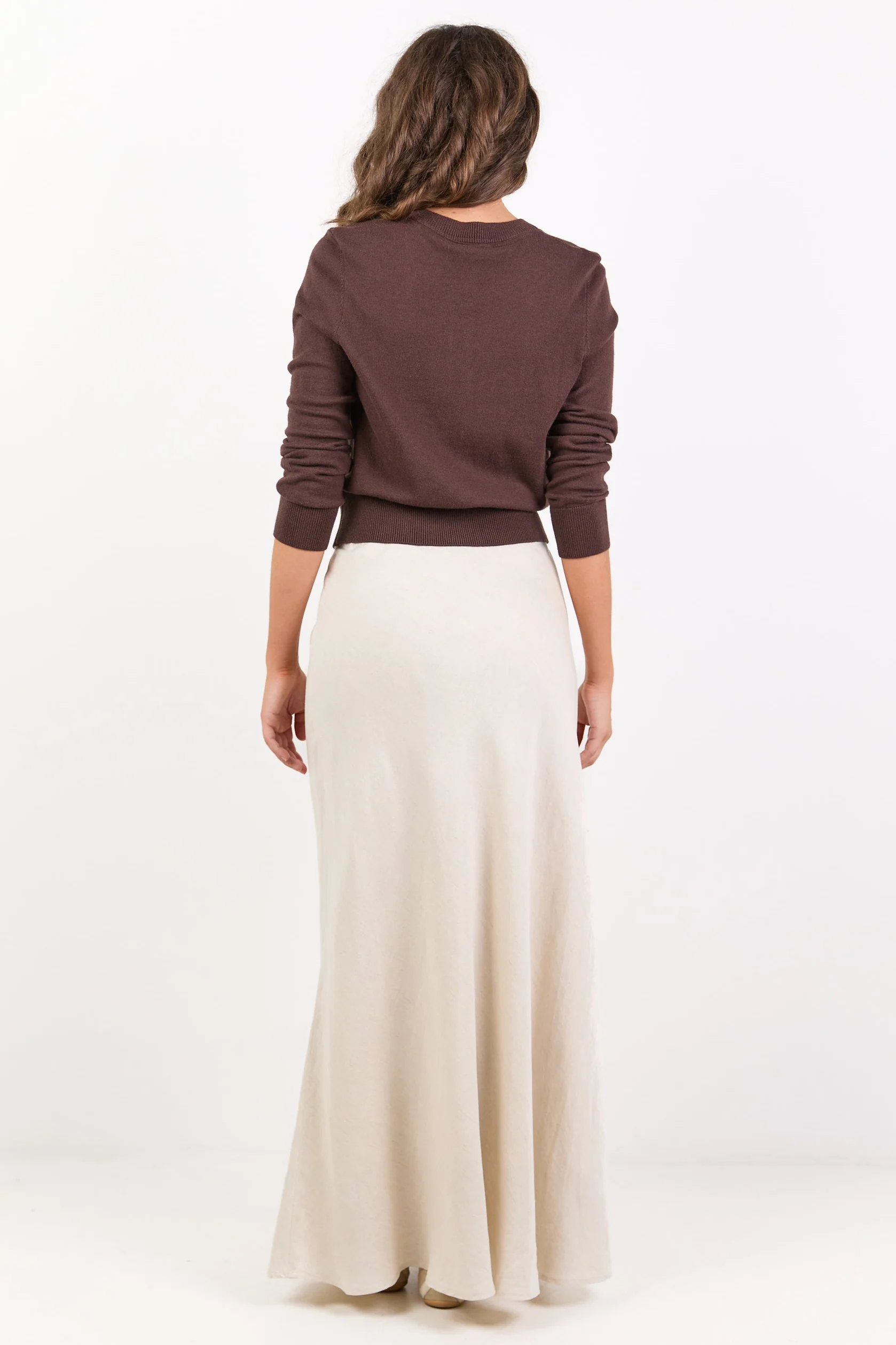 Lagos Natural Linen Blend Bias Maxi Skirt - Image 5