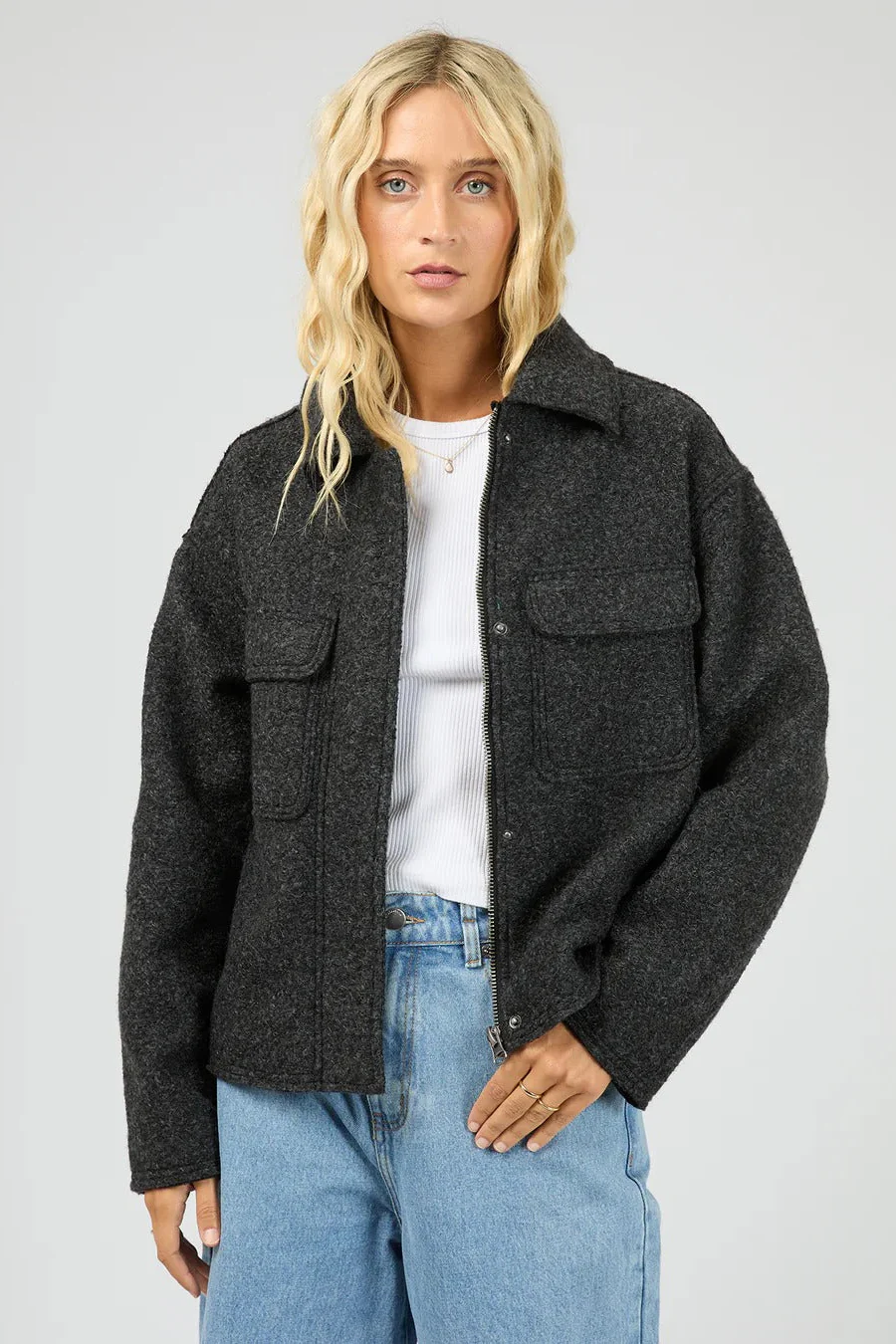 Lane Washed Black Boucle Jacket