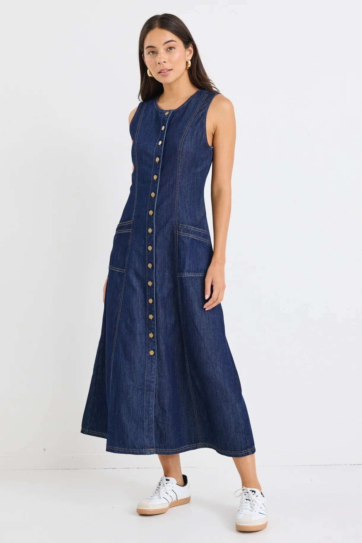 Laneway Indigo Denim Midi Vest Dress - Image 2
