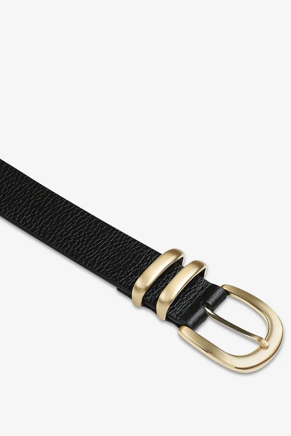 Let It Be Gold Buckle Black Leather Belt - Image 4
