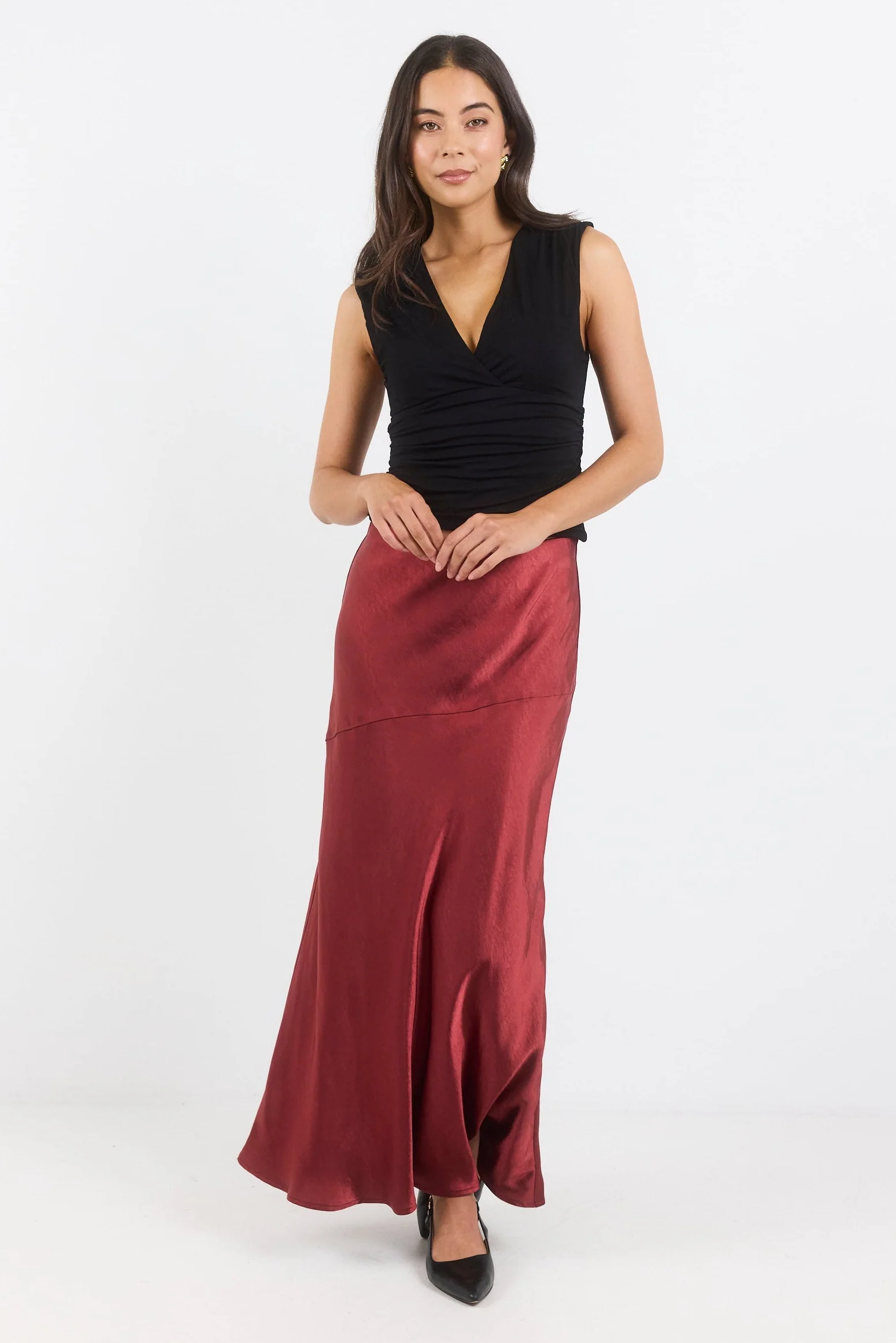 Liberal Paprika Satin Bias Maxi Skirt - Image 3