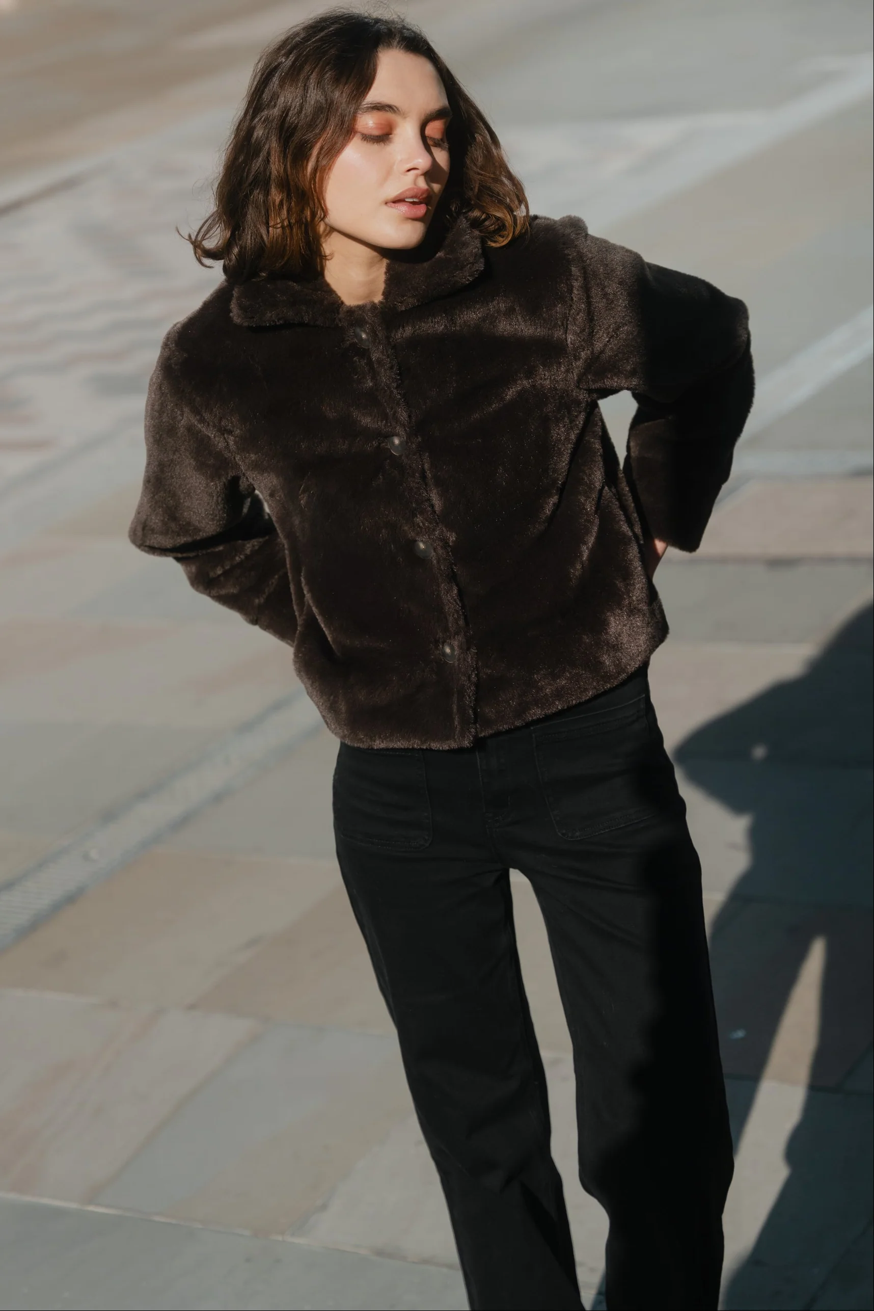 Lodge Chocolate Faux Fur Jacket